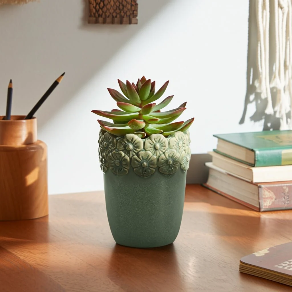 4" Flower Border Pencil Cup, Green - Image 10