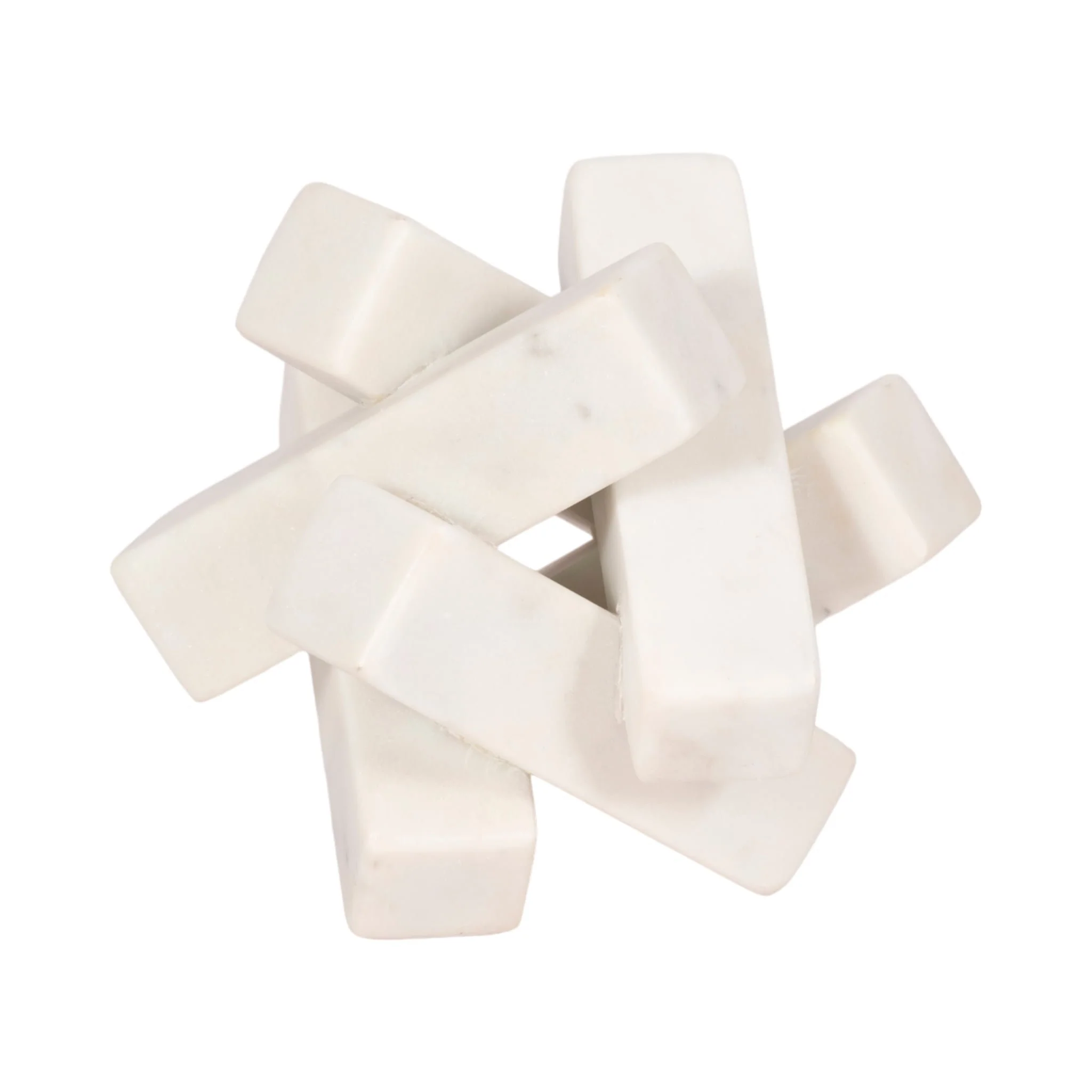 4" Marble Geometric Orb, White - Image 6