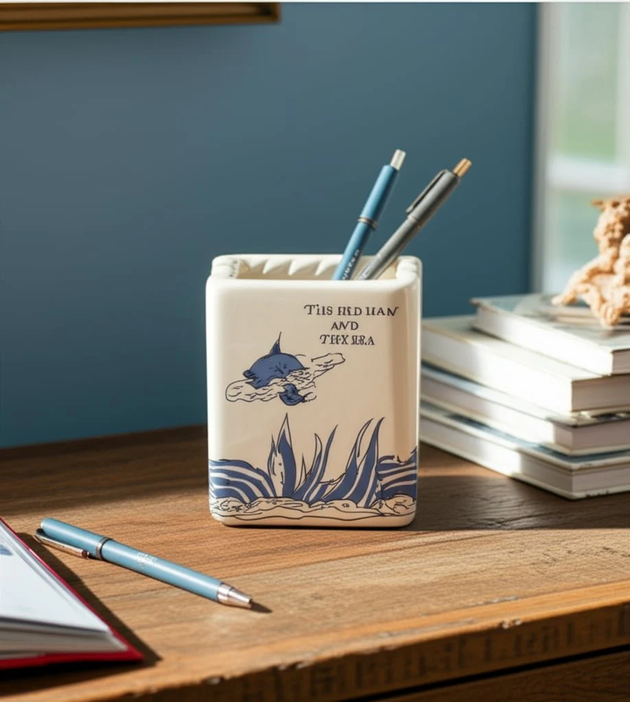 4" Nautical Adventure Books Pencil Cup, Blue - Image 11