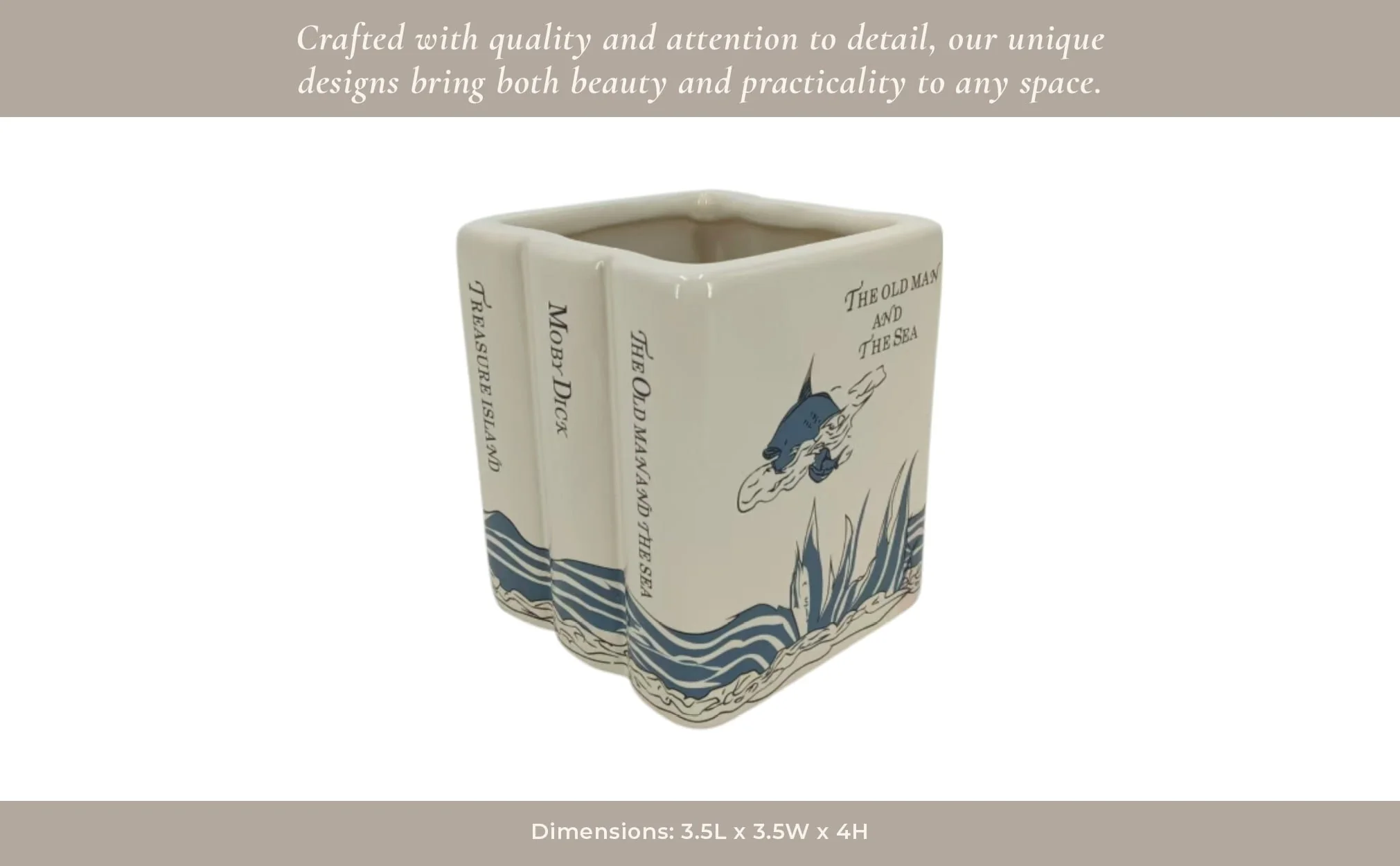 4" Nautical Adventure Books Pencil Cup, Blue - Image 13