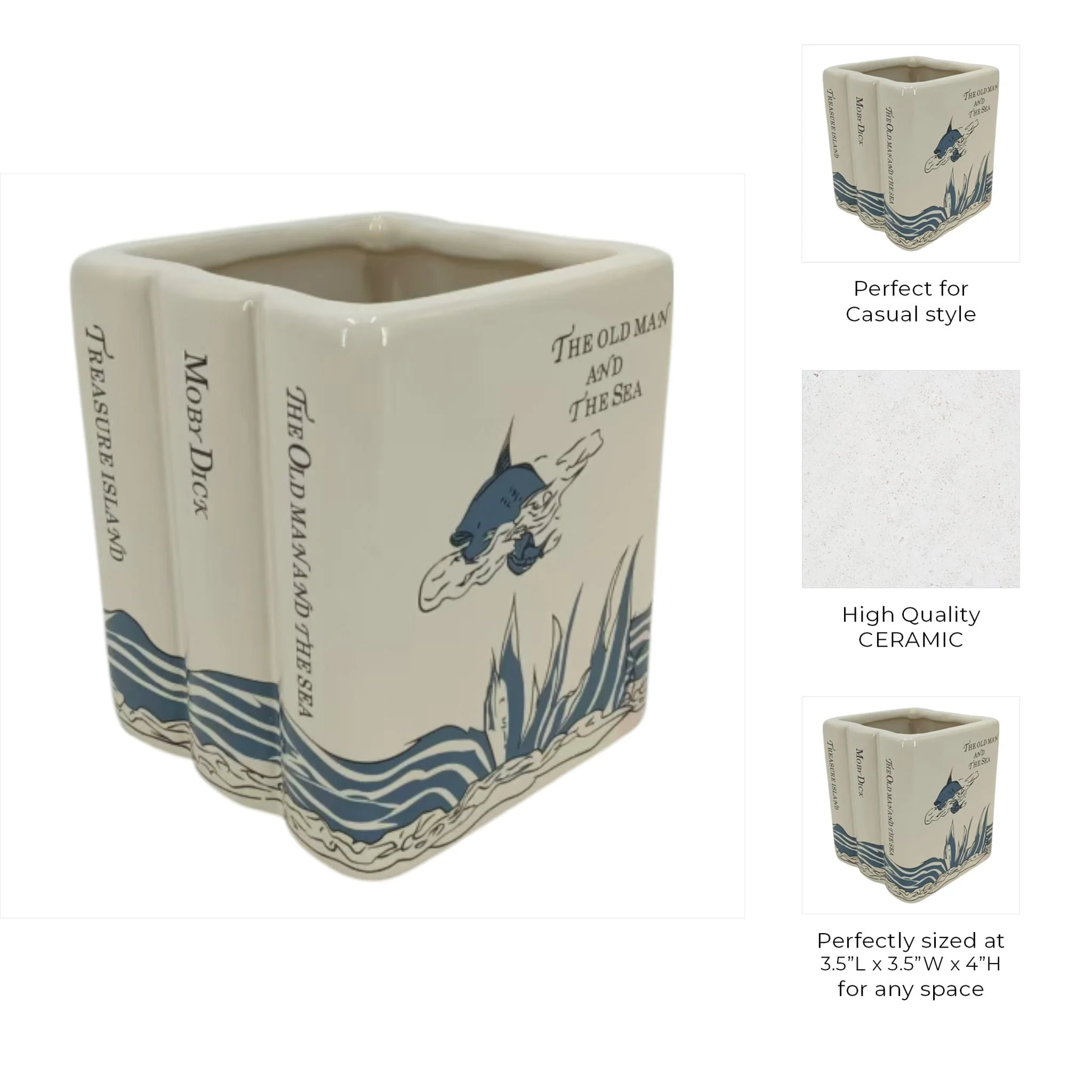 4" Nautical Adventure Books Pencil Cup, Blue - Image 8
