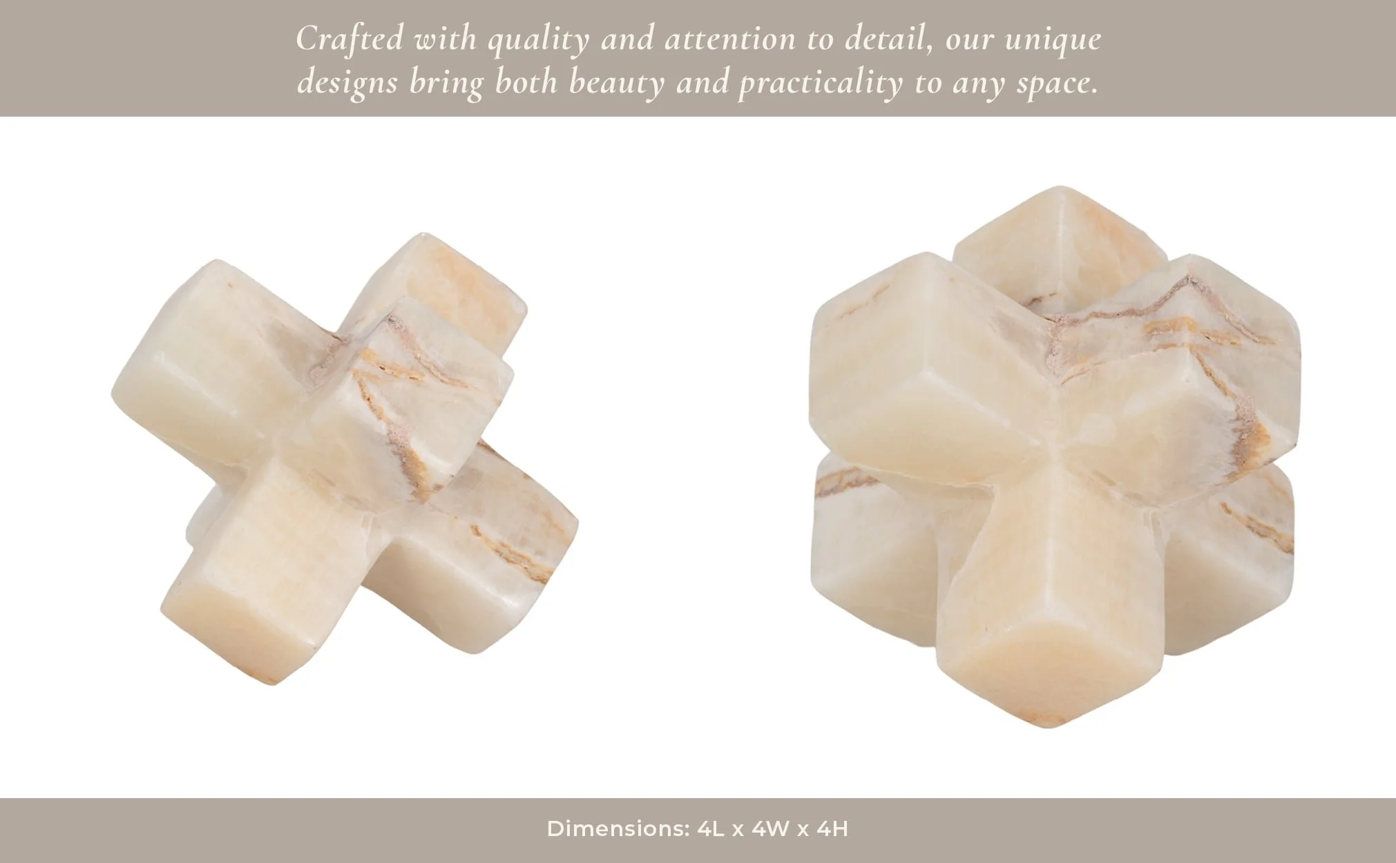 4" Onyx Marble Jack, Ivory - Image 12