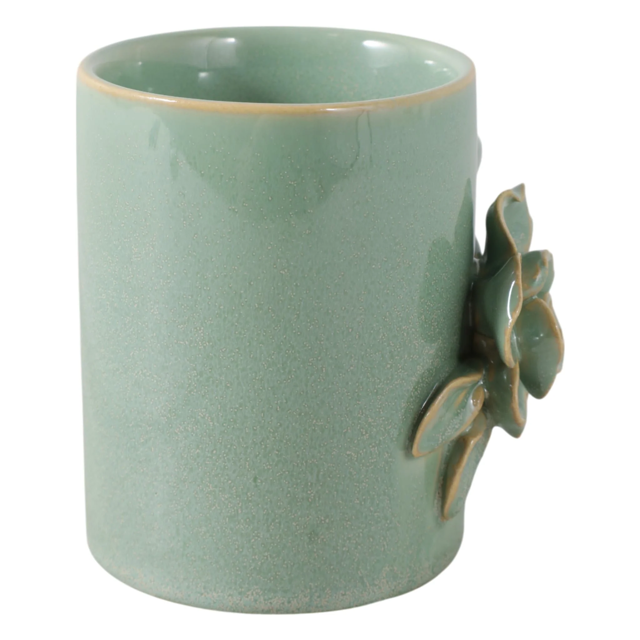 4" Rose Applique Pencil Cup, Green - Image 3