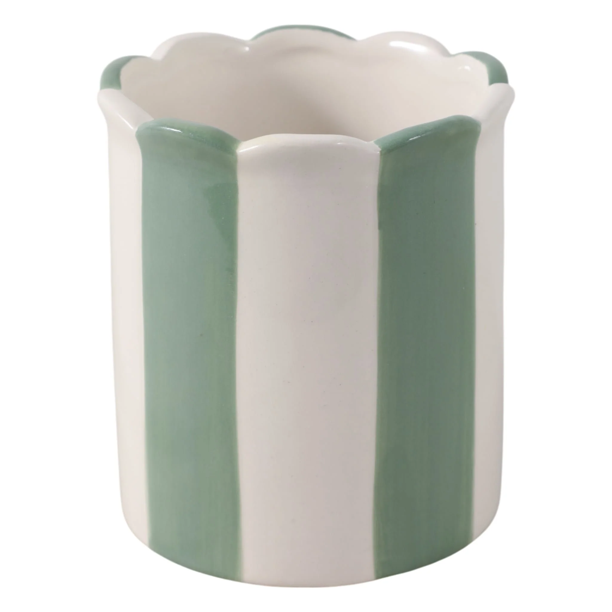 4" Striped Pencil Cup, Green/ivory - Image 4
