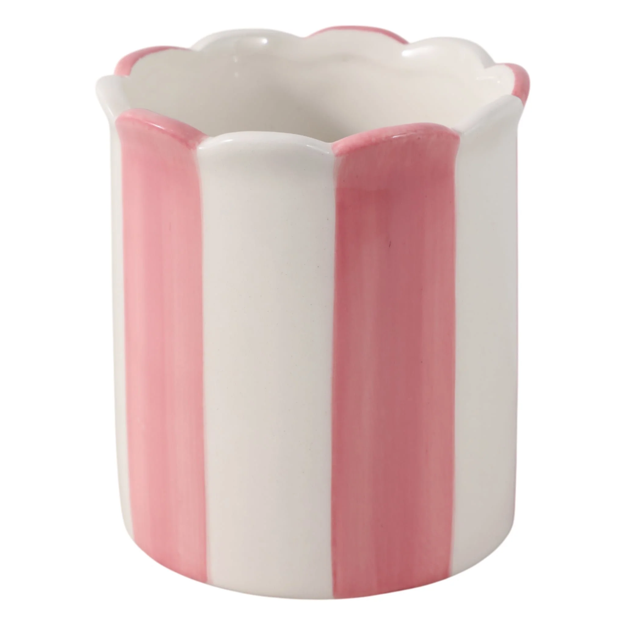 4" Striped Pencil Cup, Pink/ivory - Image 3