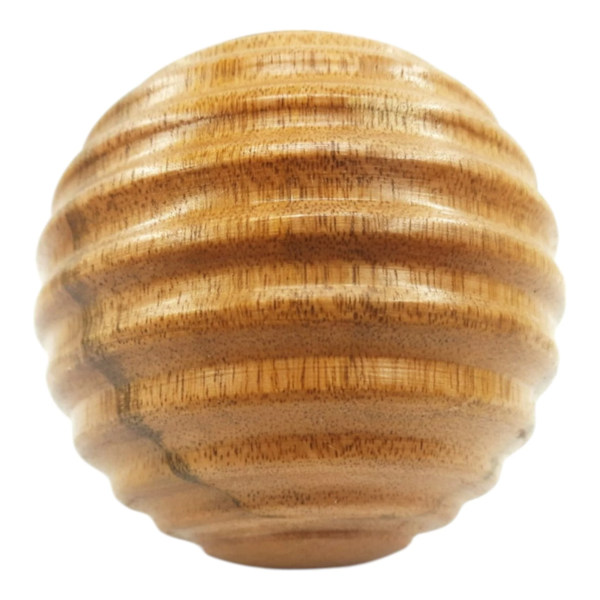 4" Wooden Orb W/ Ridges, Natural - Image 6