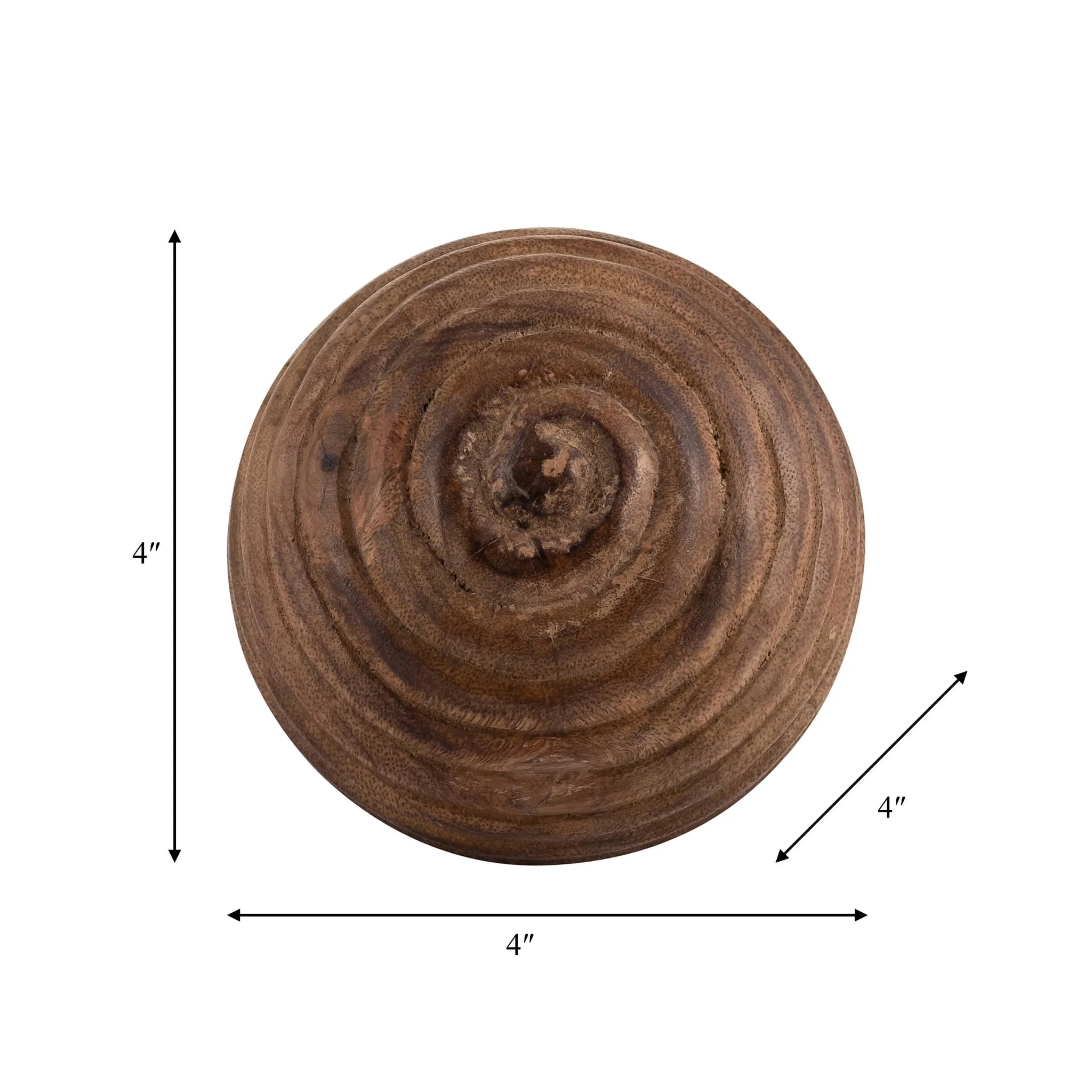 4" Wooden Orb W/ Ridges, Natural - Image 7