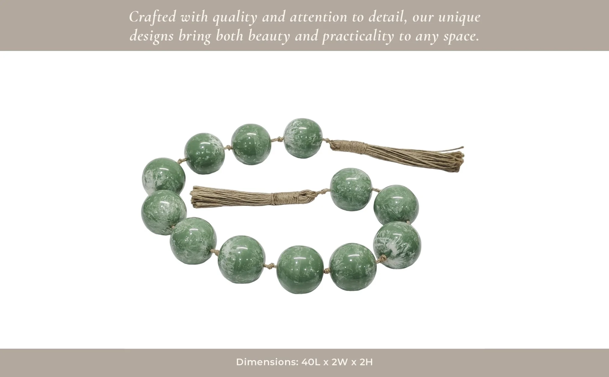 40" Swirled 2" Resin Beaded Garland, Green - Image 5