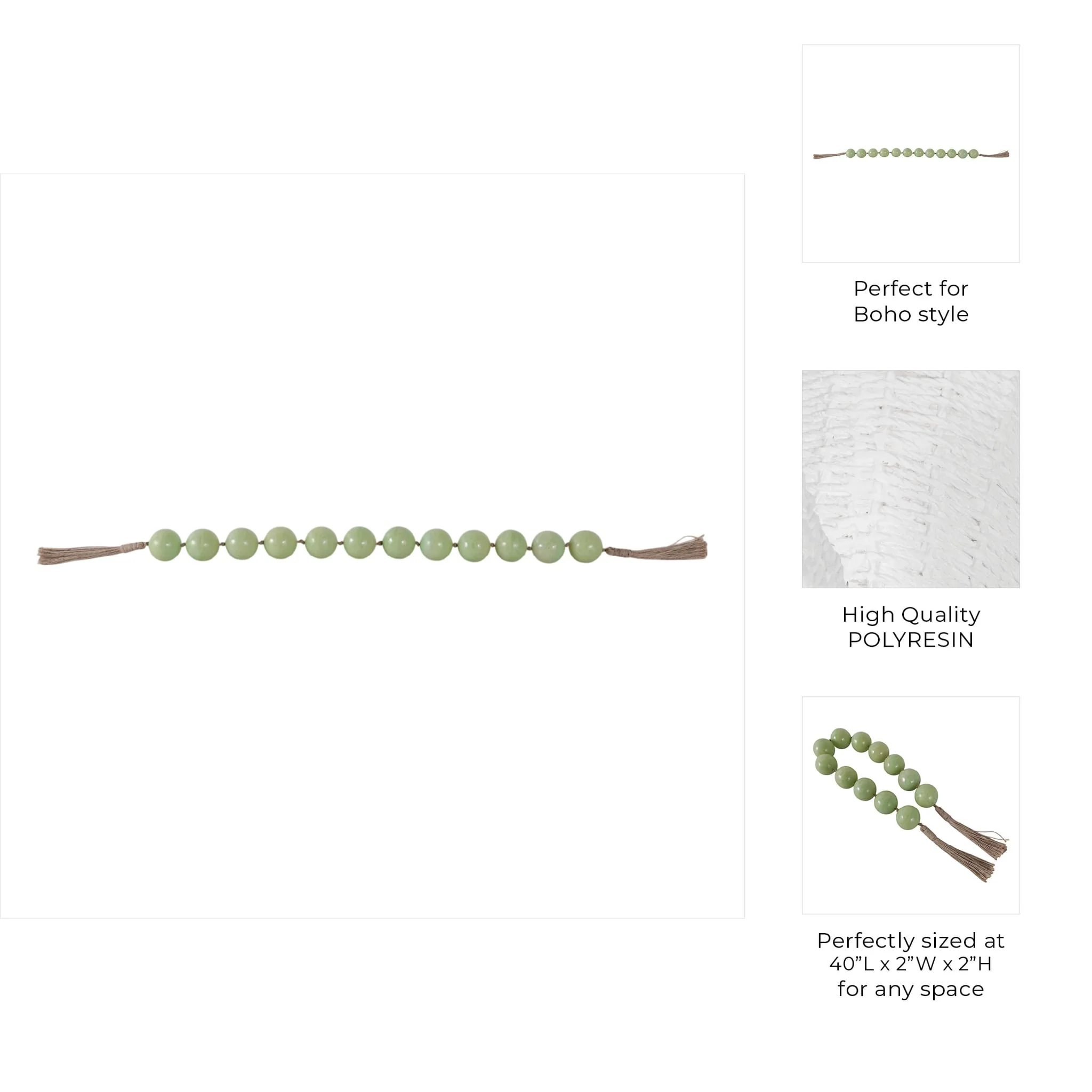 40'' Swirled 2" Resin Beaded Garland, Sage Green - Image 9