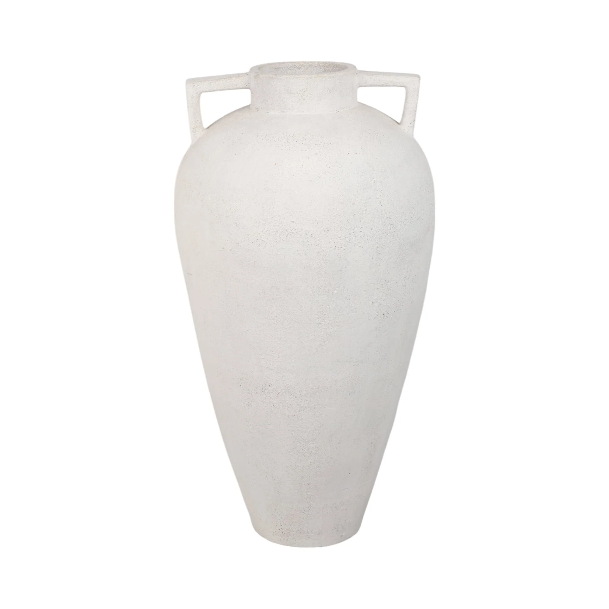 40" Terracotta Floor Vase Pointy Handles, Ivory - Image 4