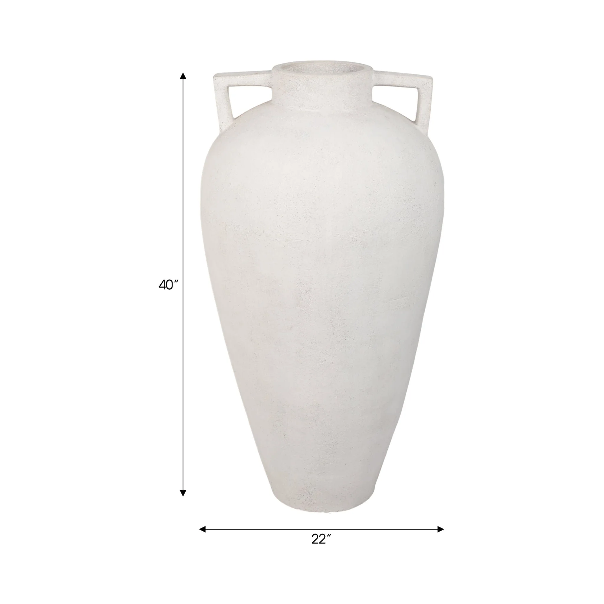 40" Terracotta Floor Vase Pointy Handles, Ivory - Image 8
