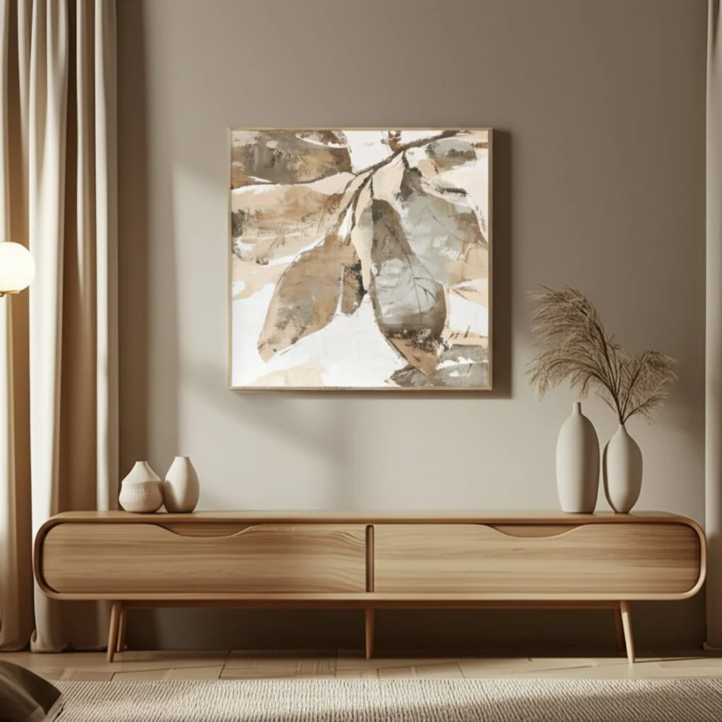 40x40" Handpainted Fall Leaves, Brown - Image 10
