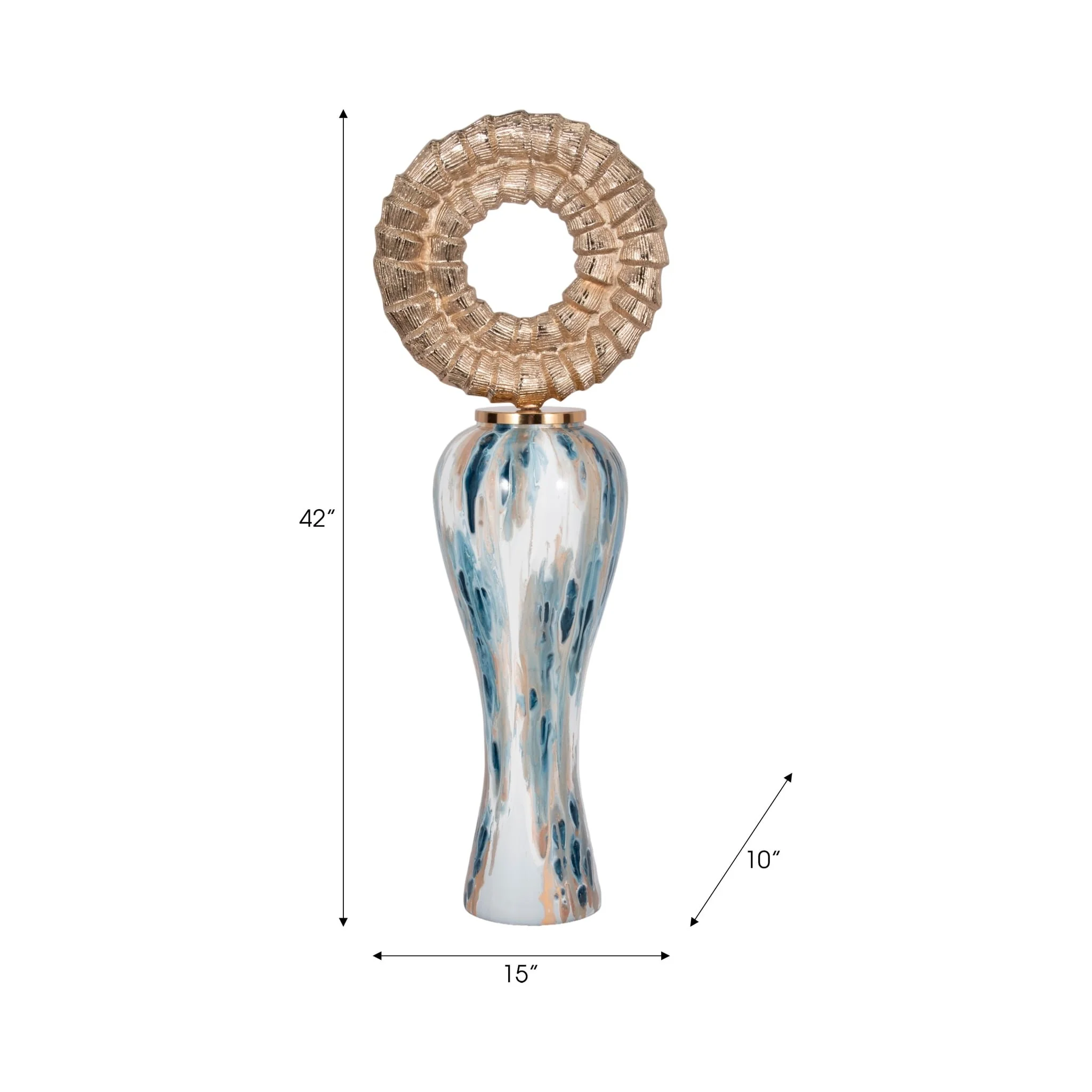 41" Blue Geo Swirl Jar W/open Metal Ring Top,multi - Image 9
