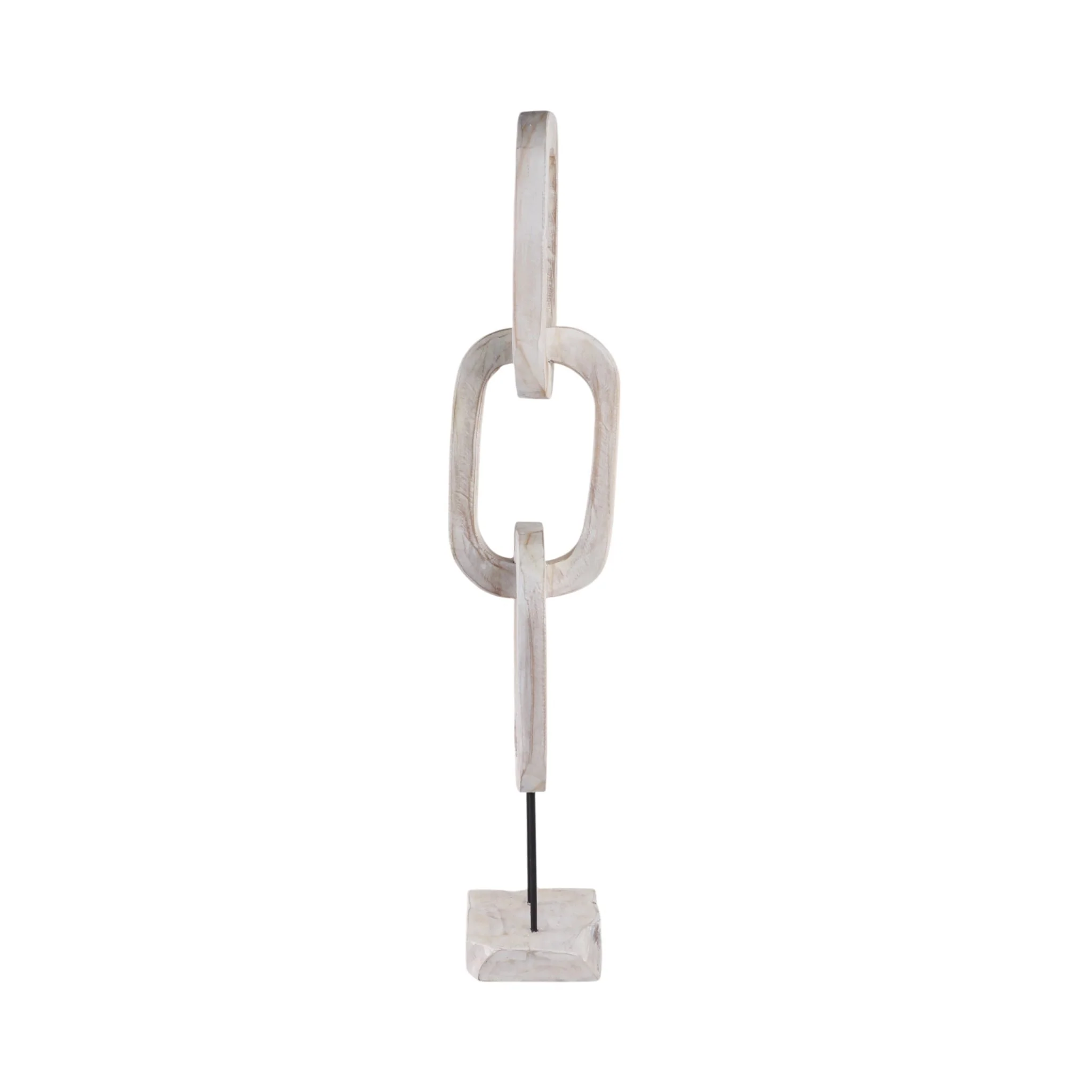 41" Teak Chain Sculpture On Stand, White - Image 3
