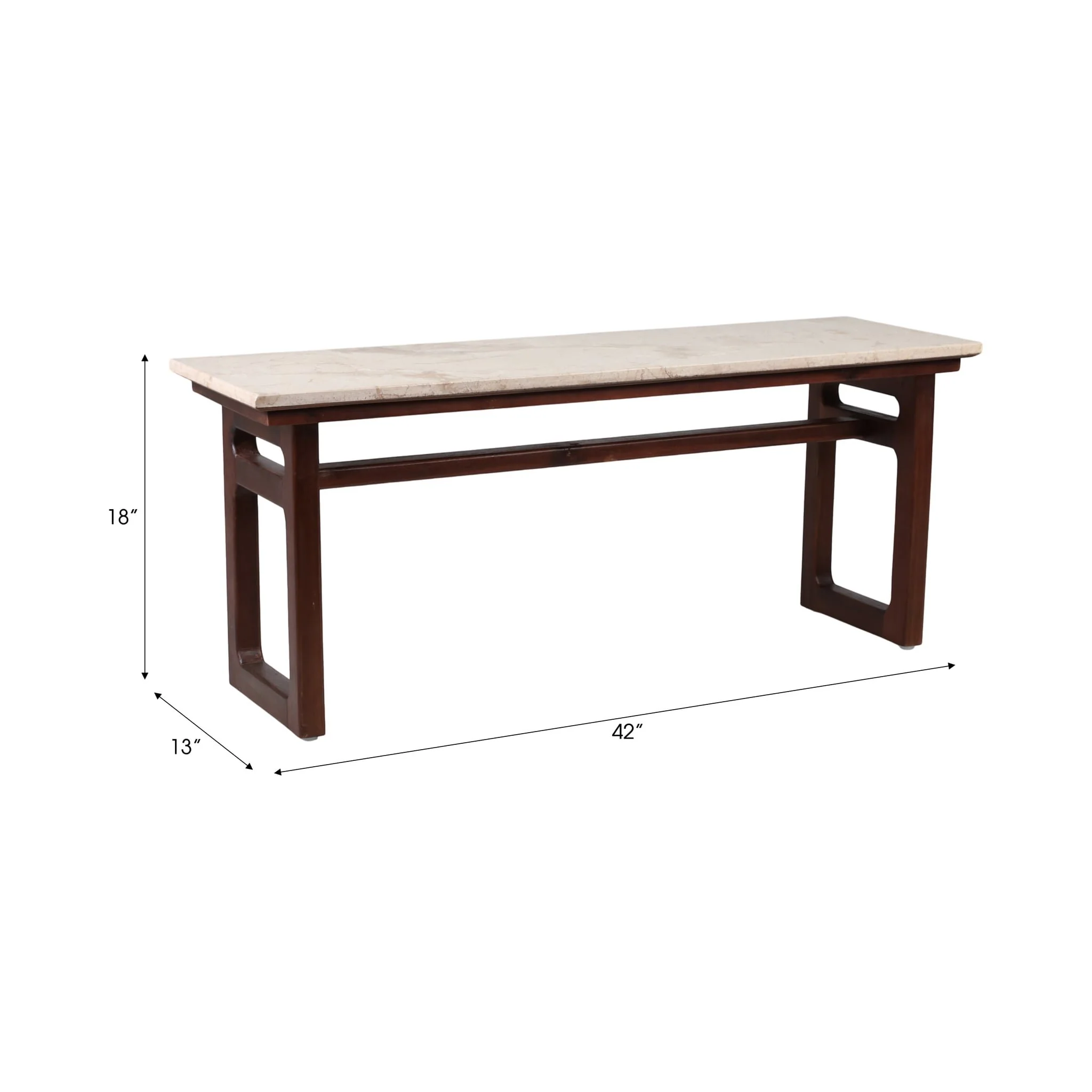 42" Bench W/ Marble Top, Multi - Image 7