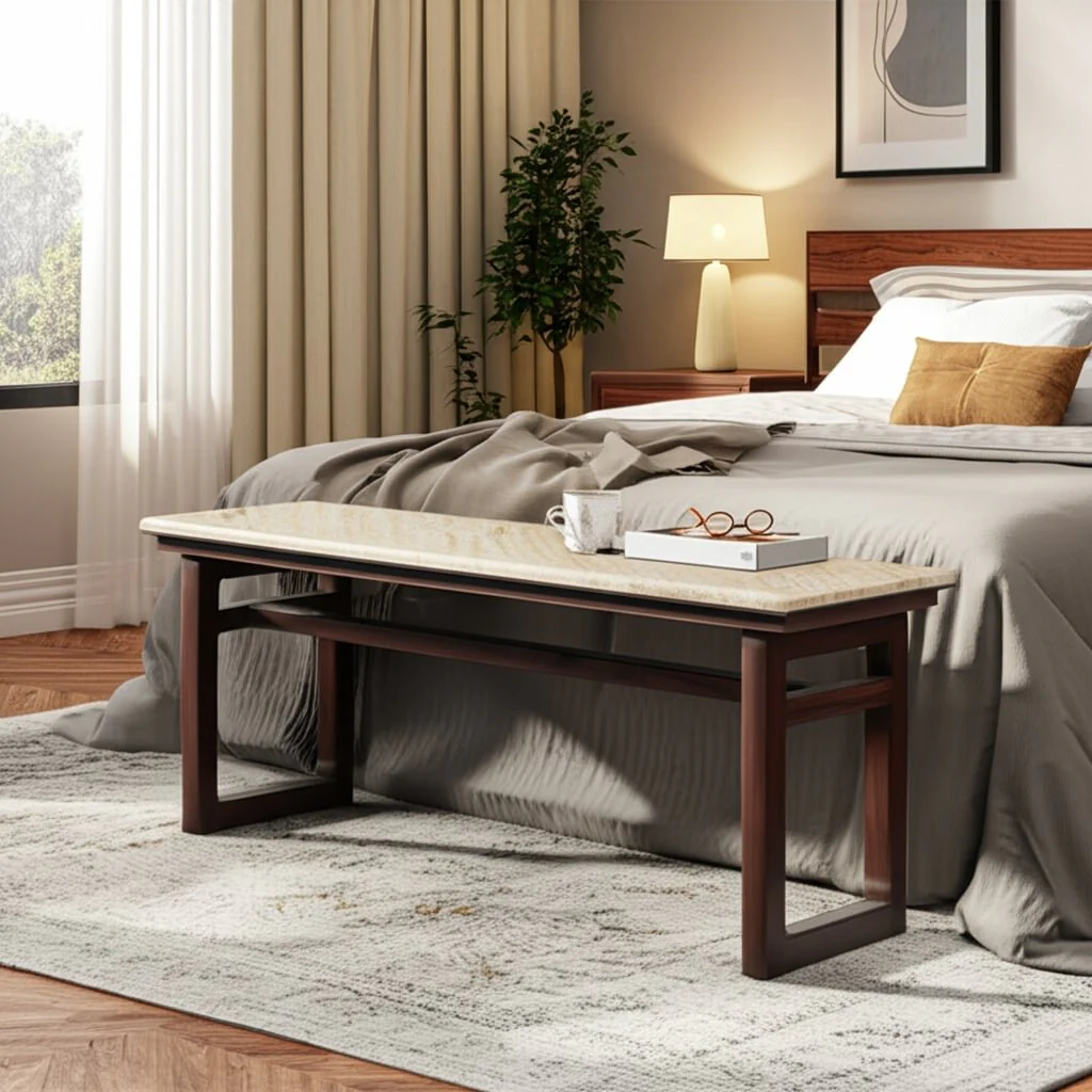 42" Bench W/ Marble Top, Multi - Image 9