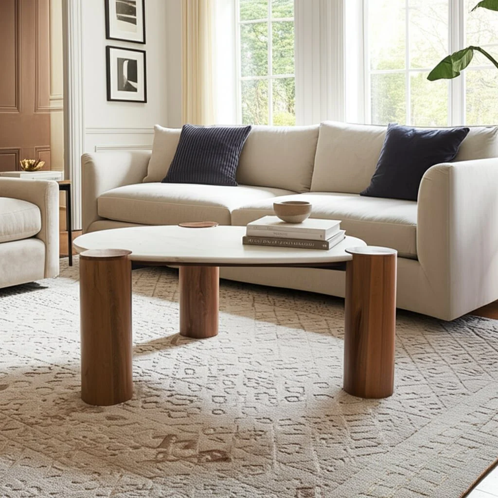 42x18" Curved Coffee Table, White/natural - Image 10