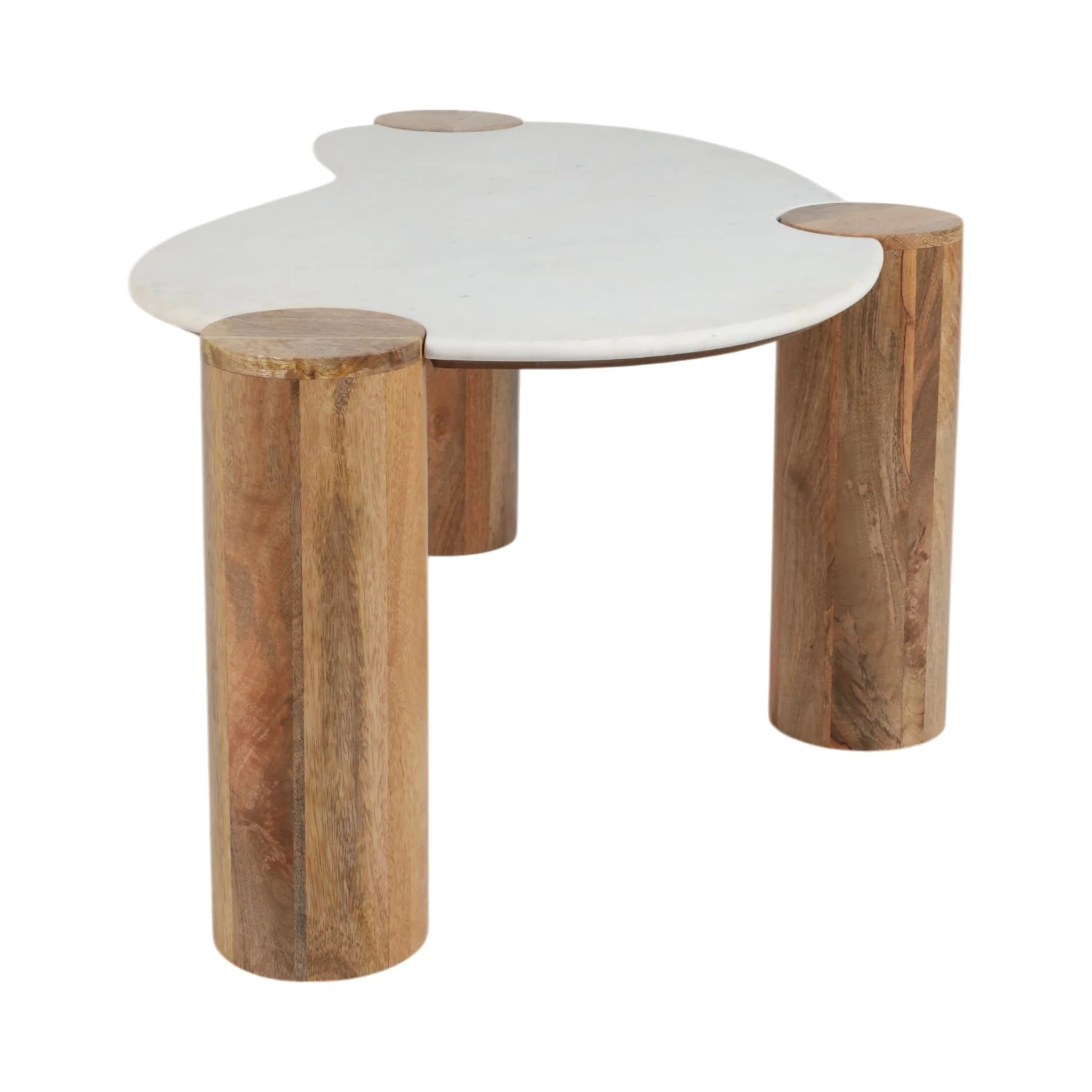 42x18" Curved Coffee Table, White/natural - Image 3