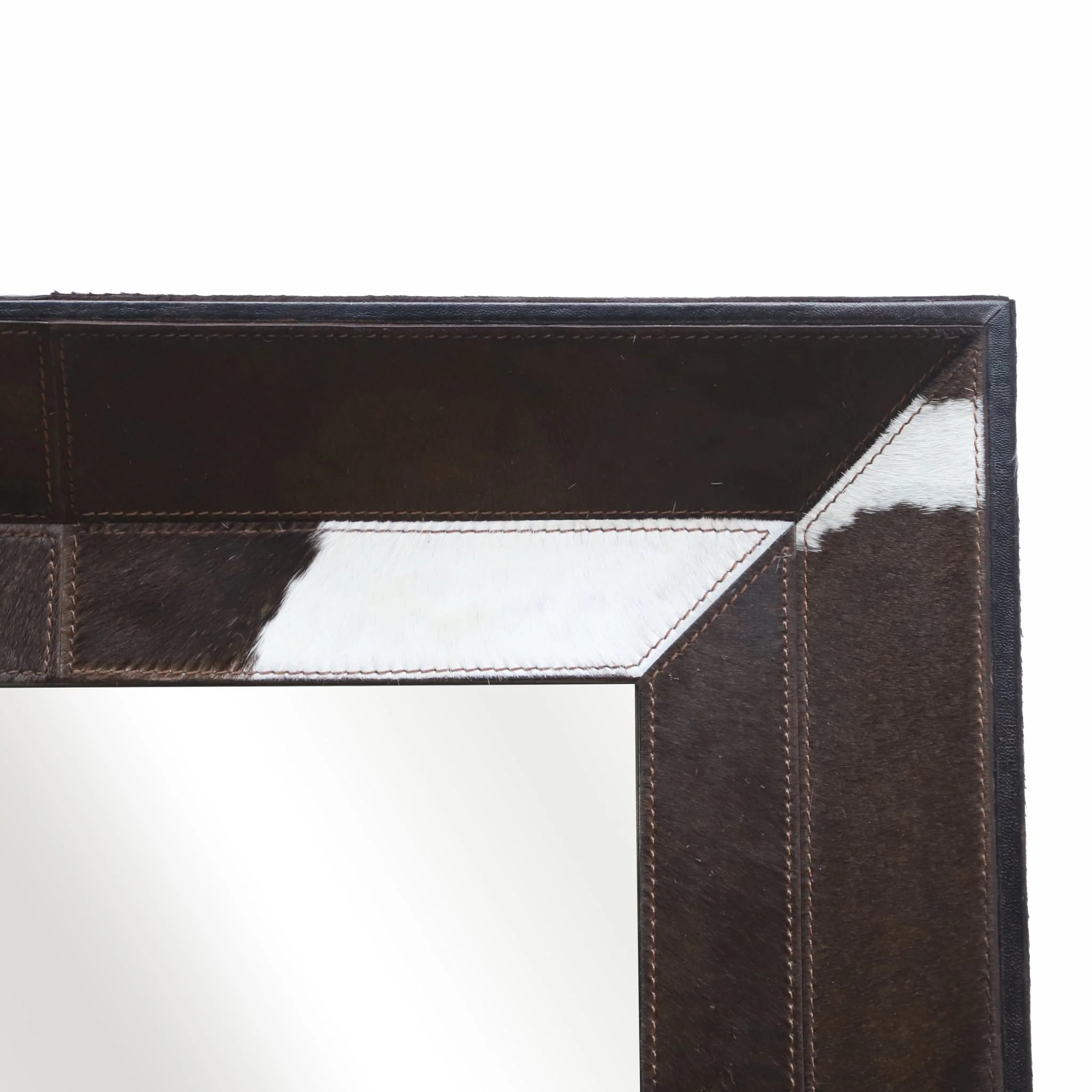 42x23" Hair On Hide Cow Print Mirror, Brown/white - Image 4