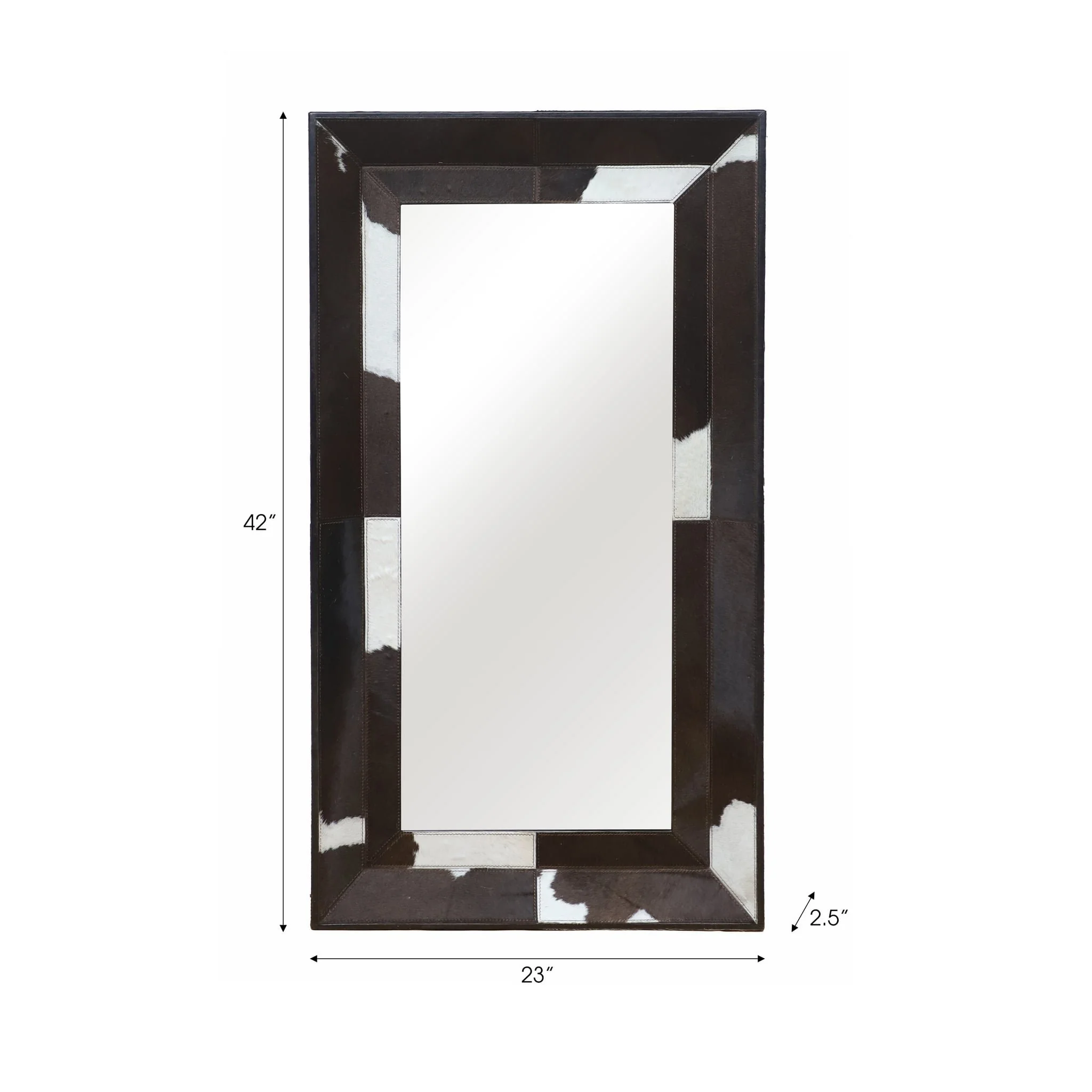 42x23" Hair On Hide Cow Print Mirror, Brown/white - Image 6