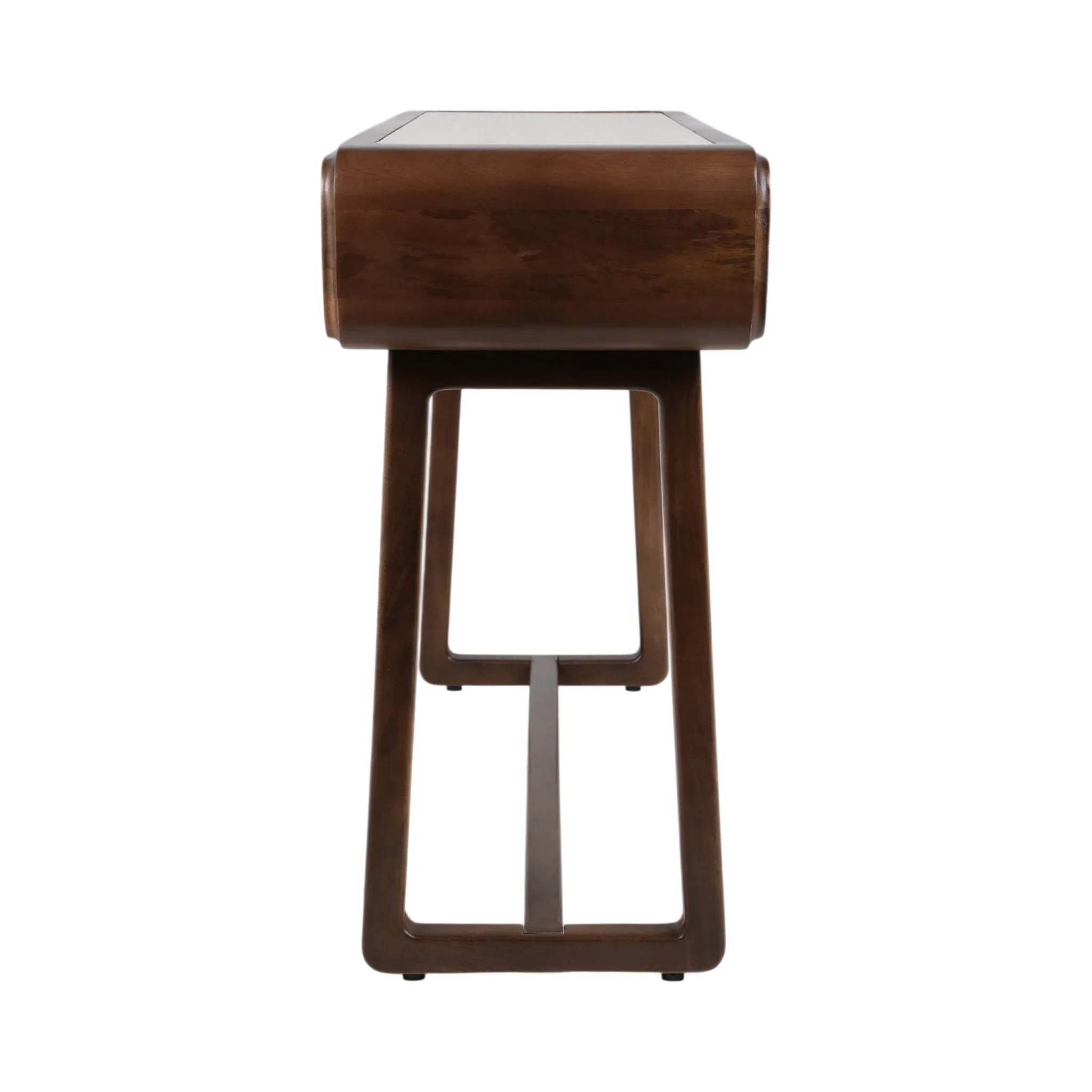 42x30" Travertine Inlay Console Table, Brown - Image 3