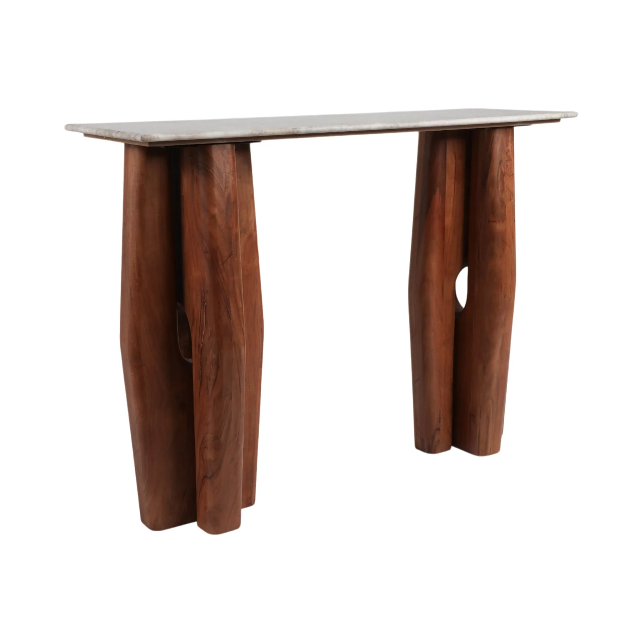 42x31"tapered Legs Mrble Top Console Tble,tan/brwn - Image 2