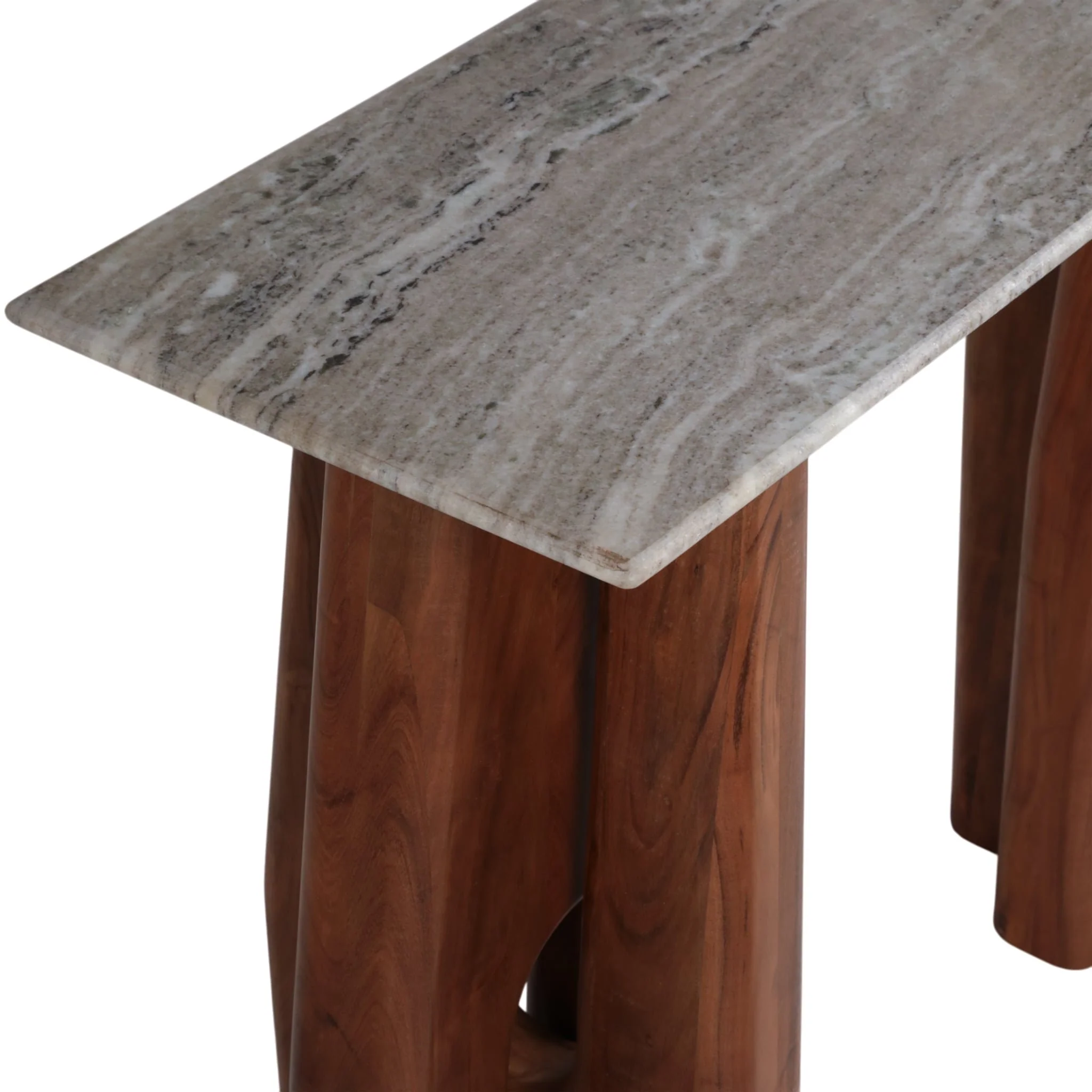 42x31"tapered Legs Mrble Top Console Tble,tan/brwn - Image 6