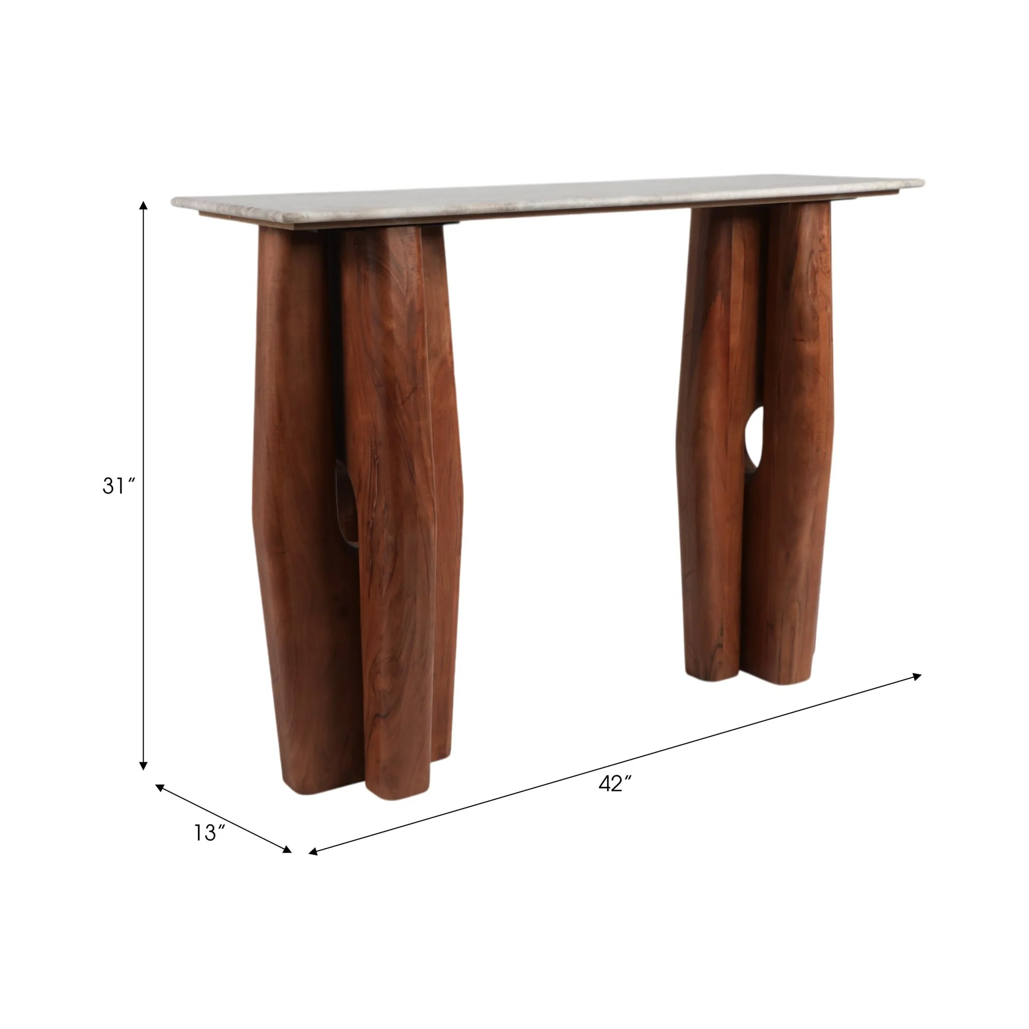 42x31"tapered Legs Mrble Top Console Tble,tan/brwn - Image 8