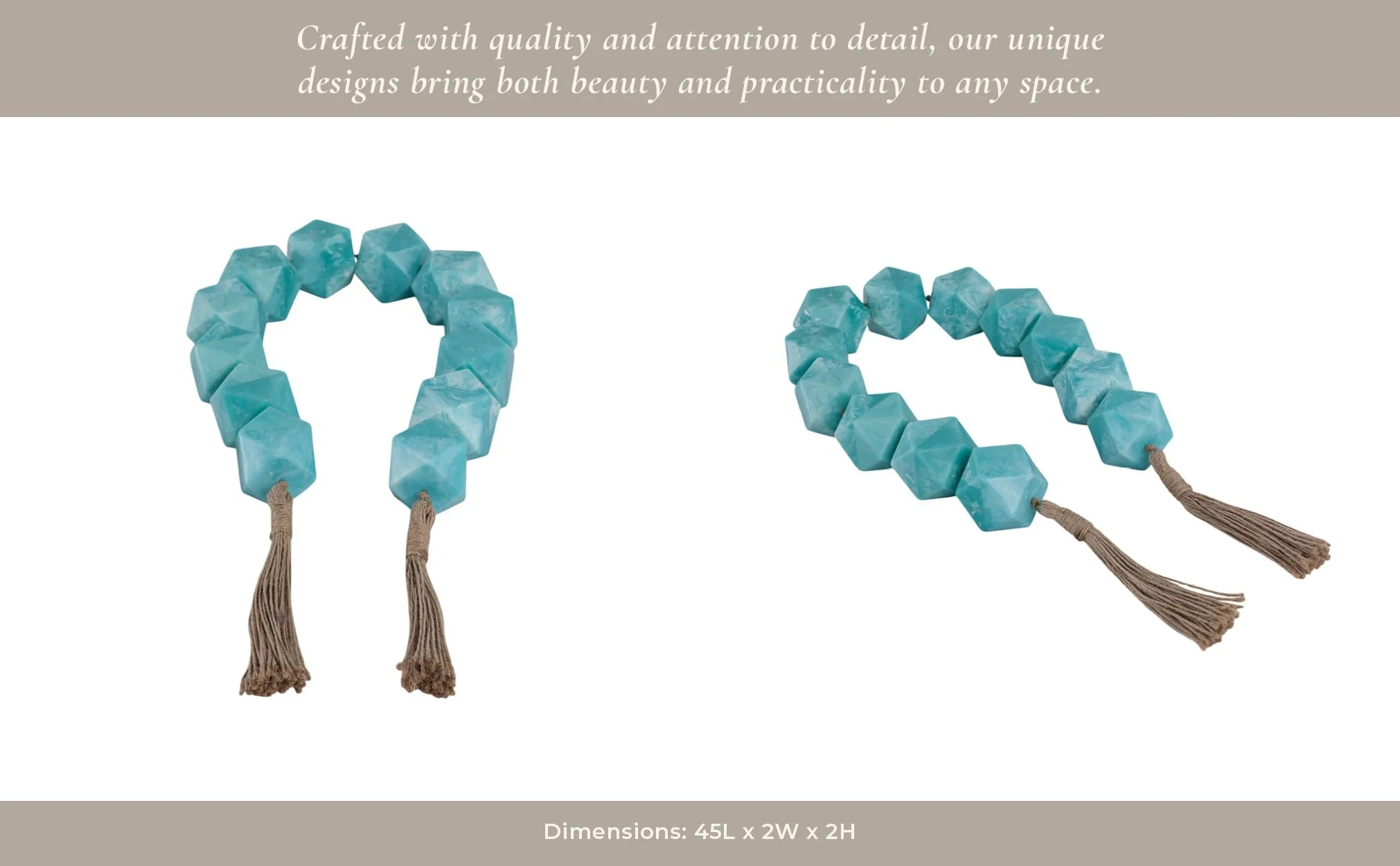 45x2" Geo Carved Bead Garland, Blue - Image 11