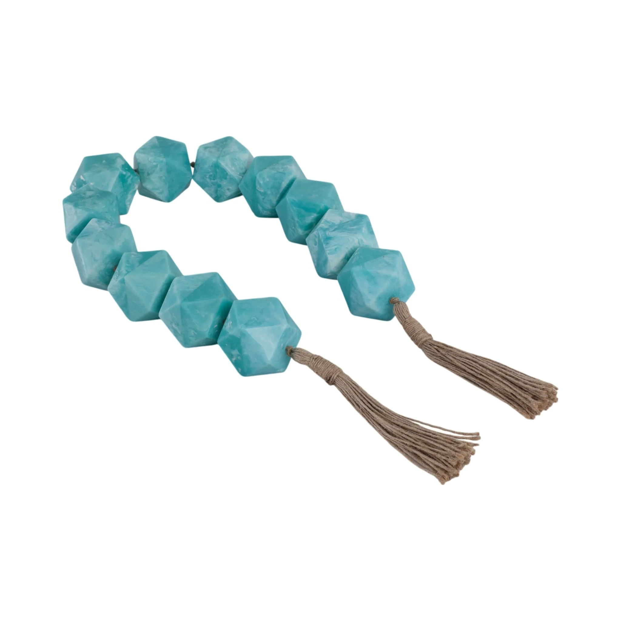 45x2" Geo Carved Bead Garland, Blue - Image 2
