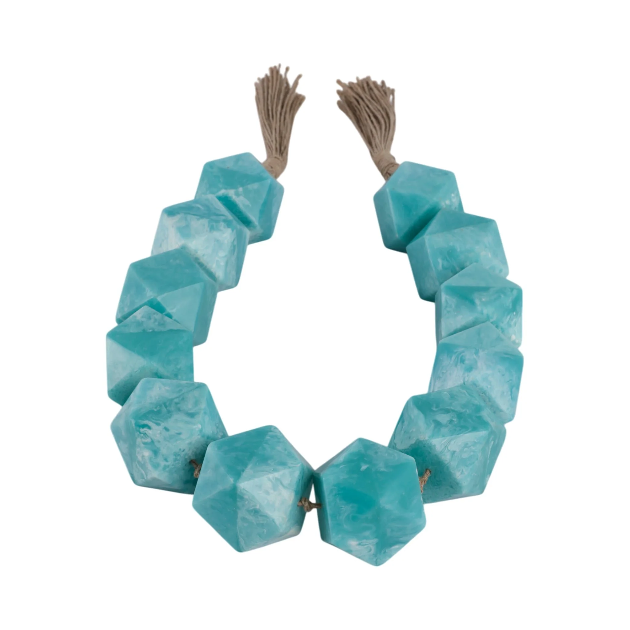 45x2" Geo Carved Bead Garland, Blue - Image 3