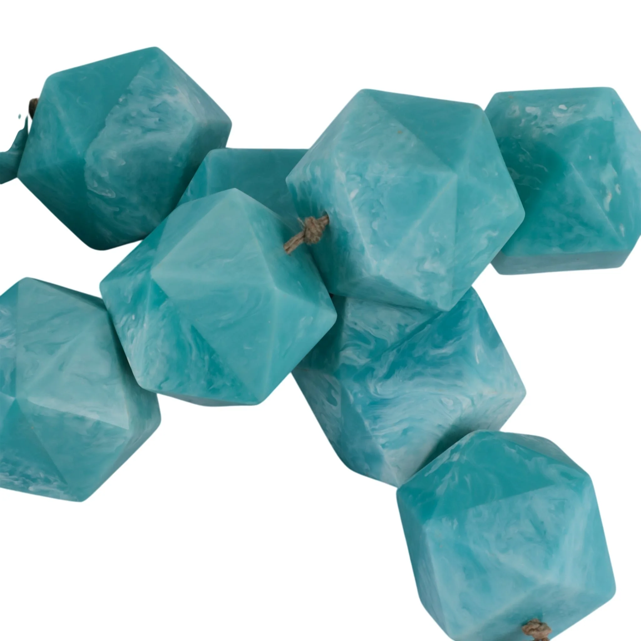 45x2" Geo Carved Bead Garland, Blue - Image 4