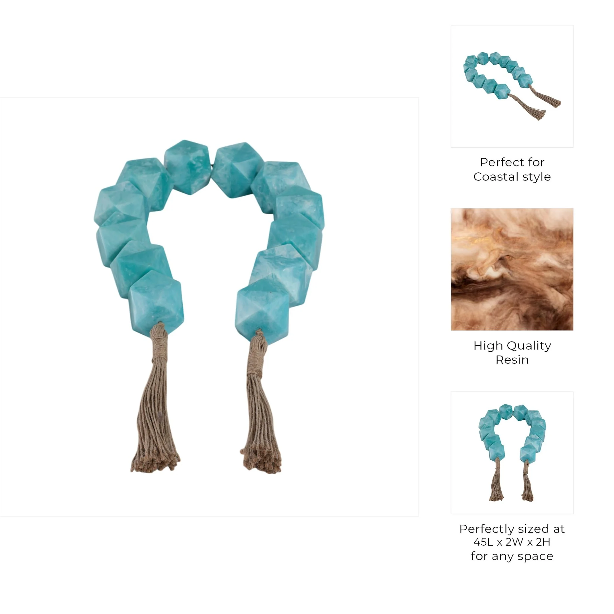 45x2" Geo Carved Bead Garland, Blue - Image 8