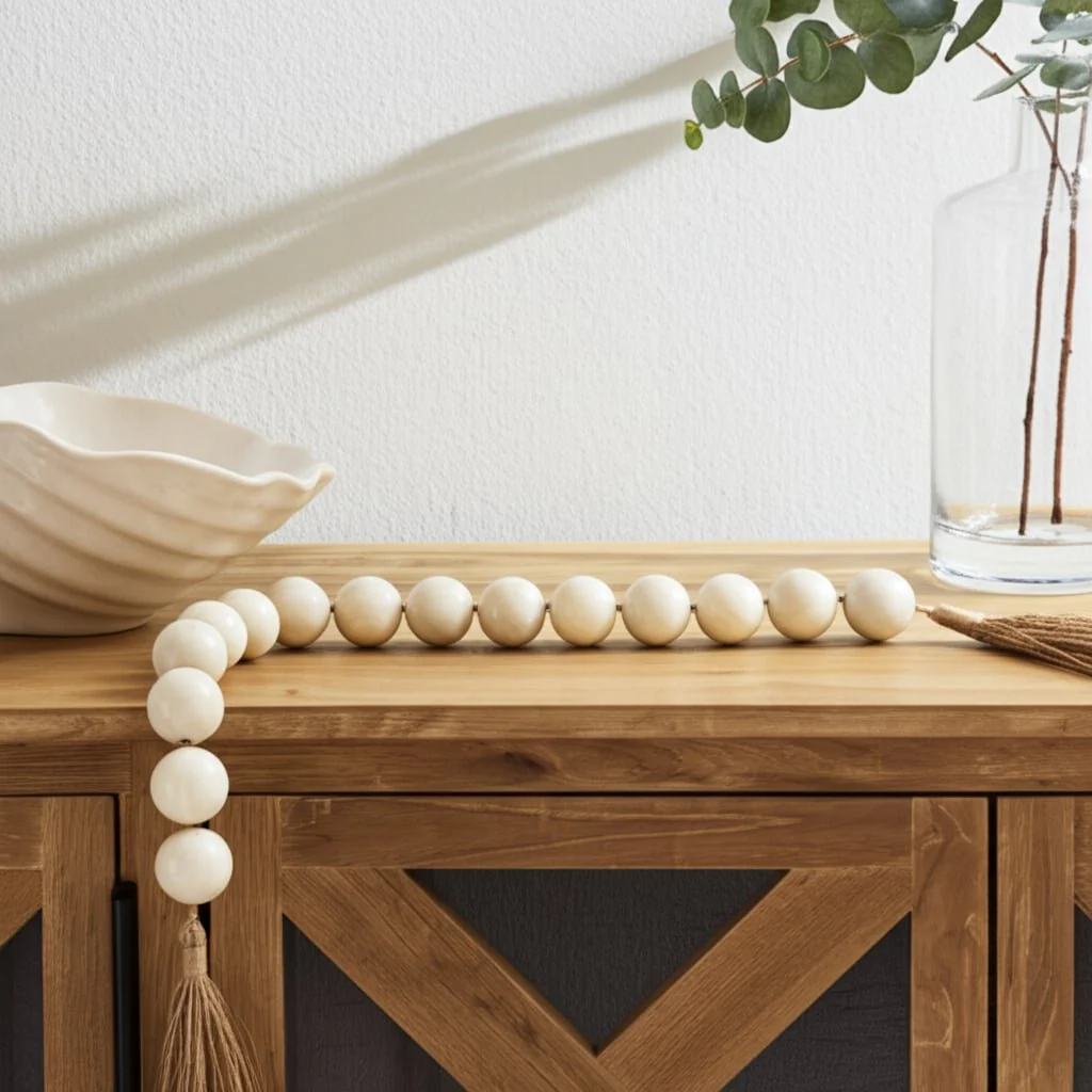 46" Swirled 3" Resin Beaded Garland, White - Image 10