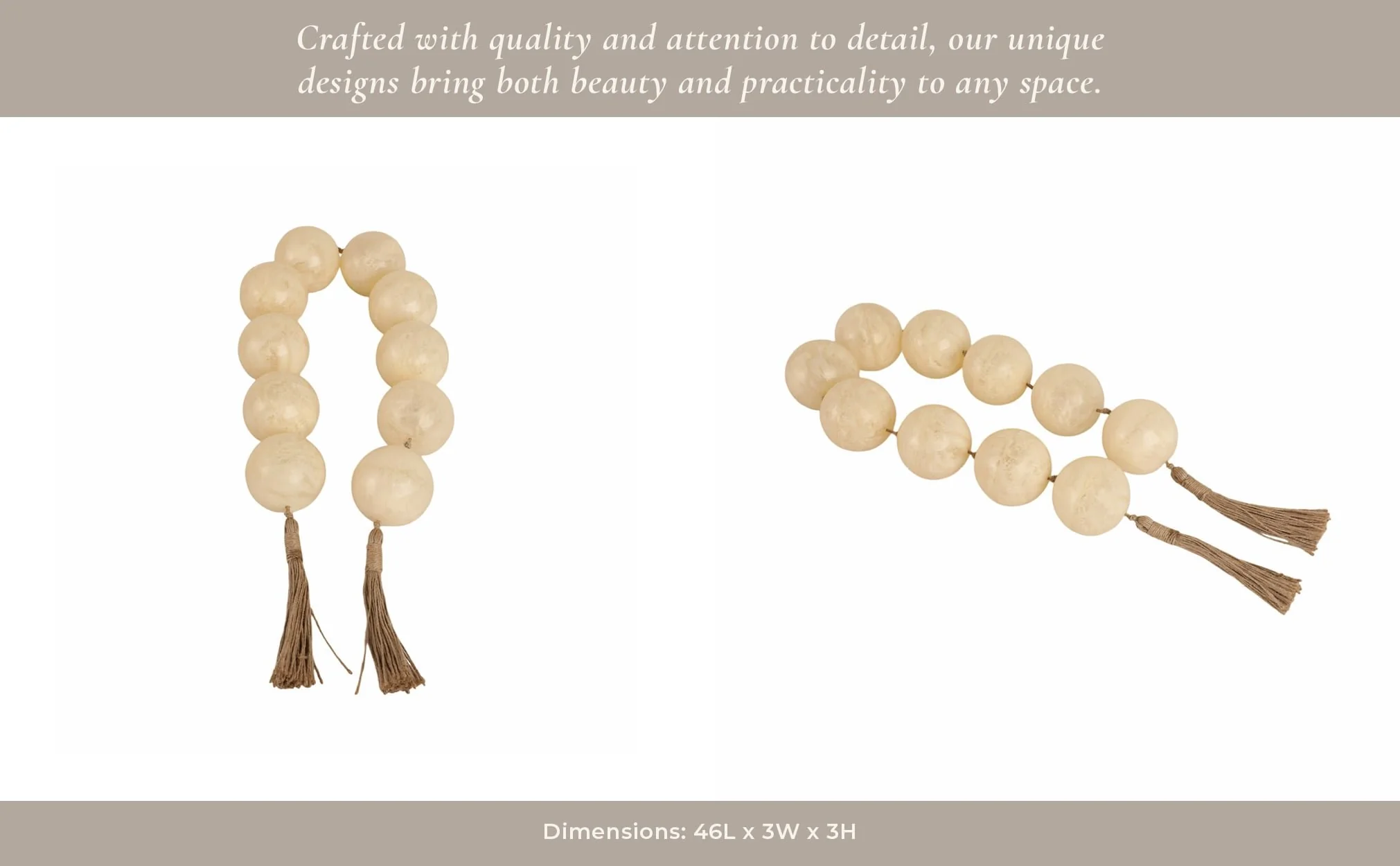 46" Swirled 3" Resin Beaded Garland, White - Image 13