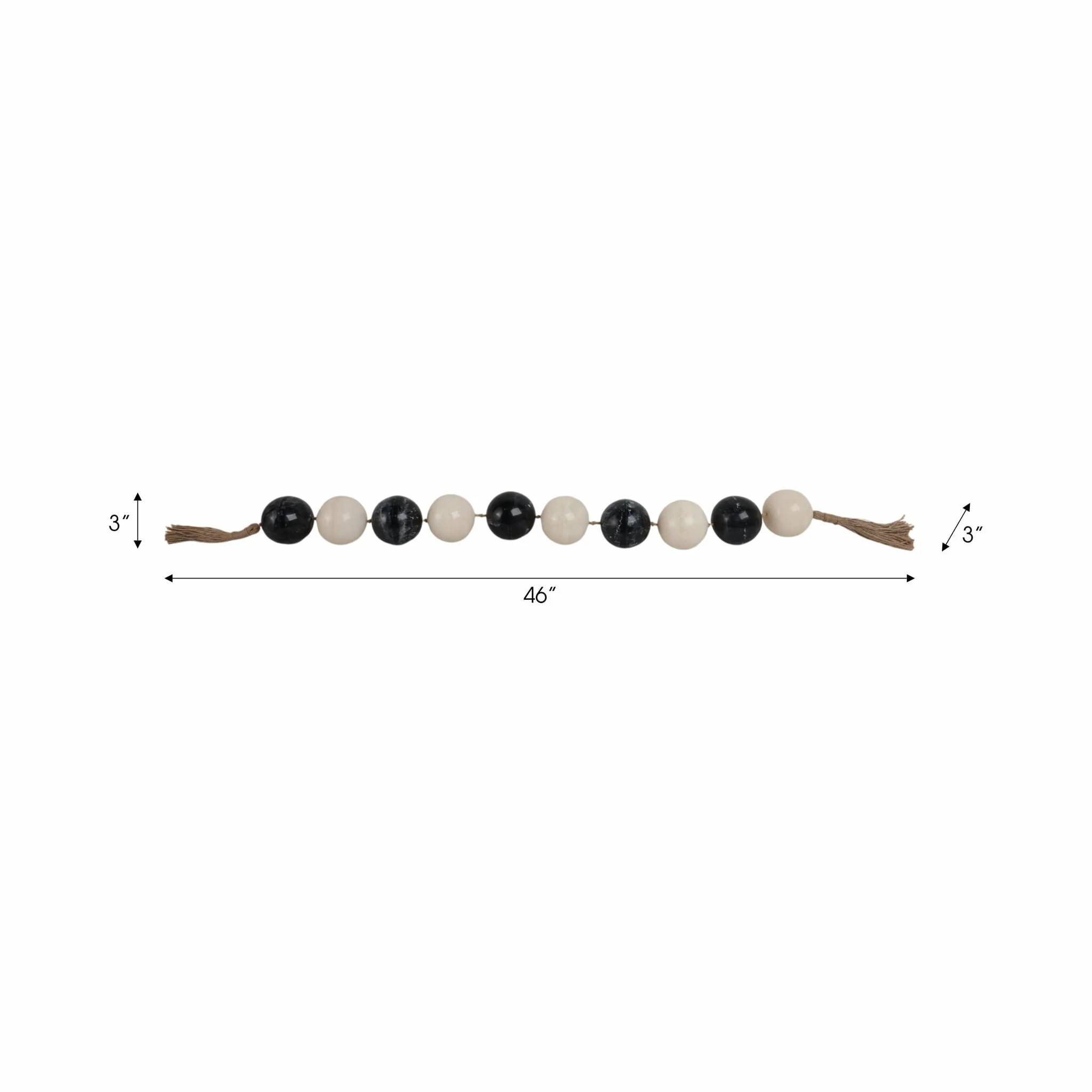 46" Swirled 3" Resin Beaded Garland, White/black - Image 7