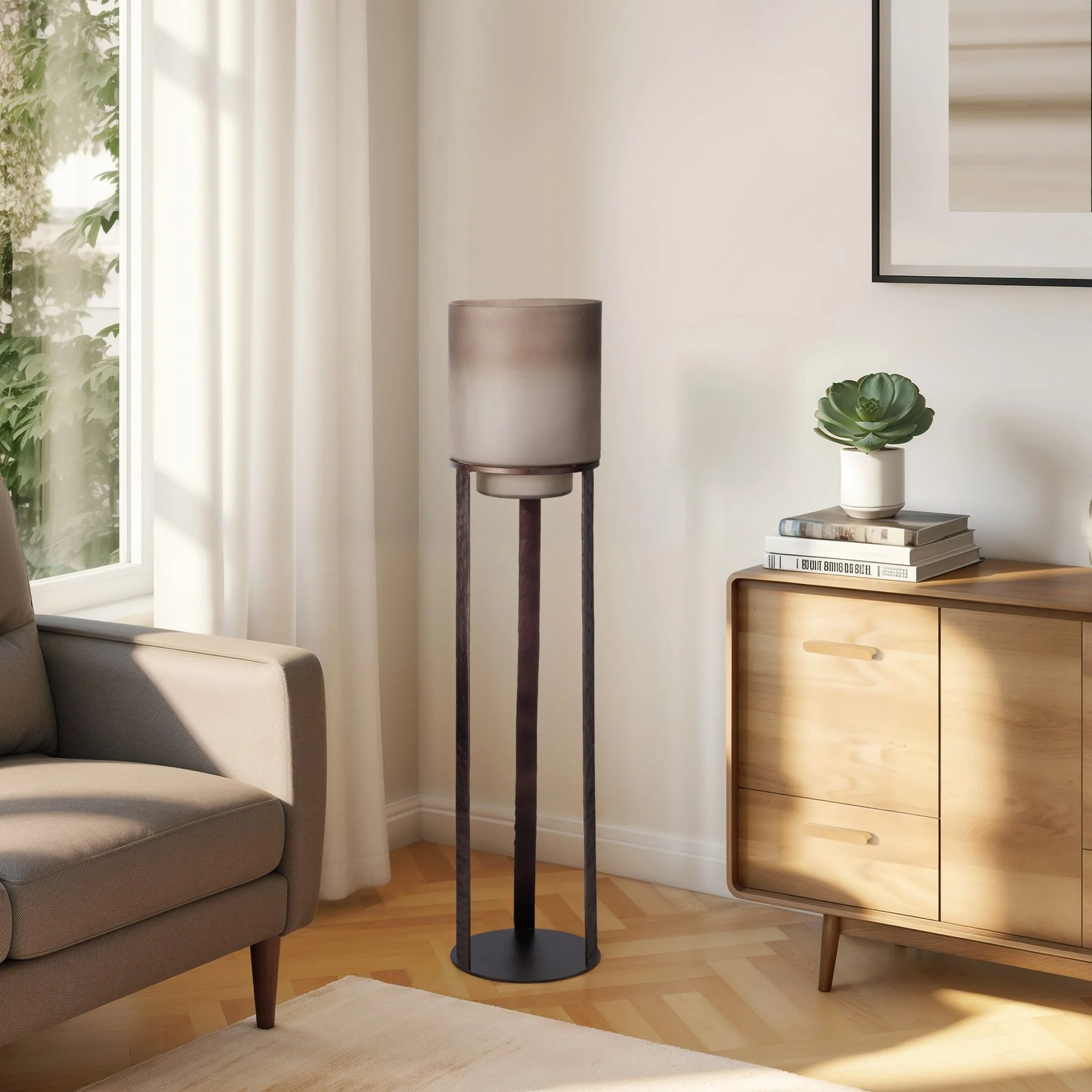 47" Lantern On Stand, Bronze - Image 9