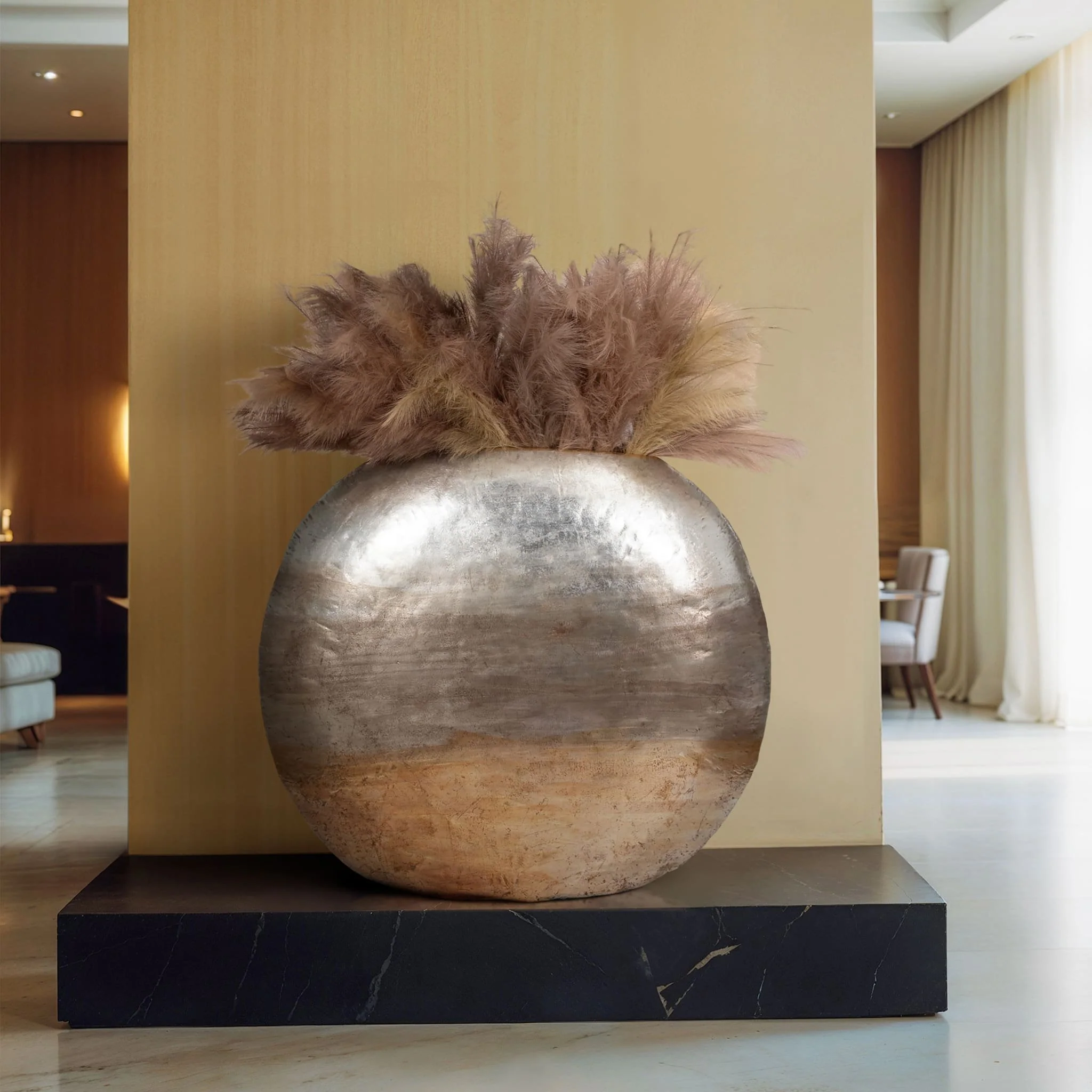 47" Oversized Round Metallic Ombre Vase, Multi - Image 9