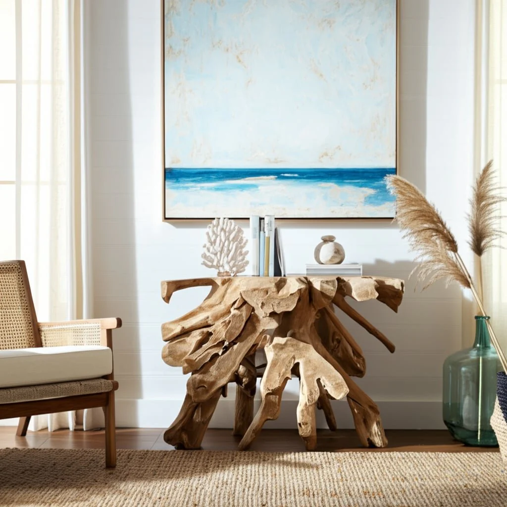 47" Teakwood Console Table, Natural - Image 7