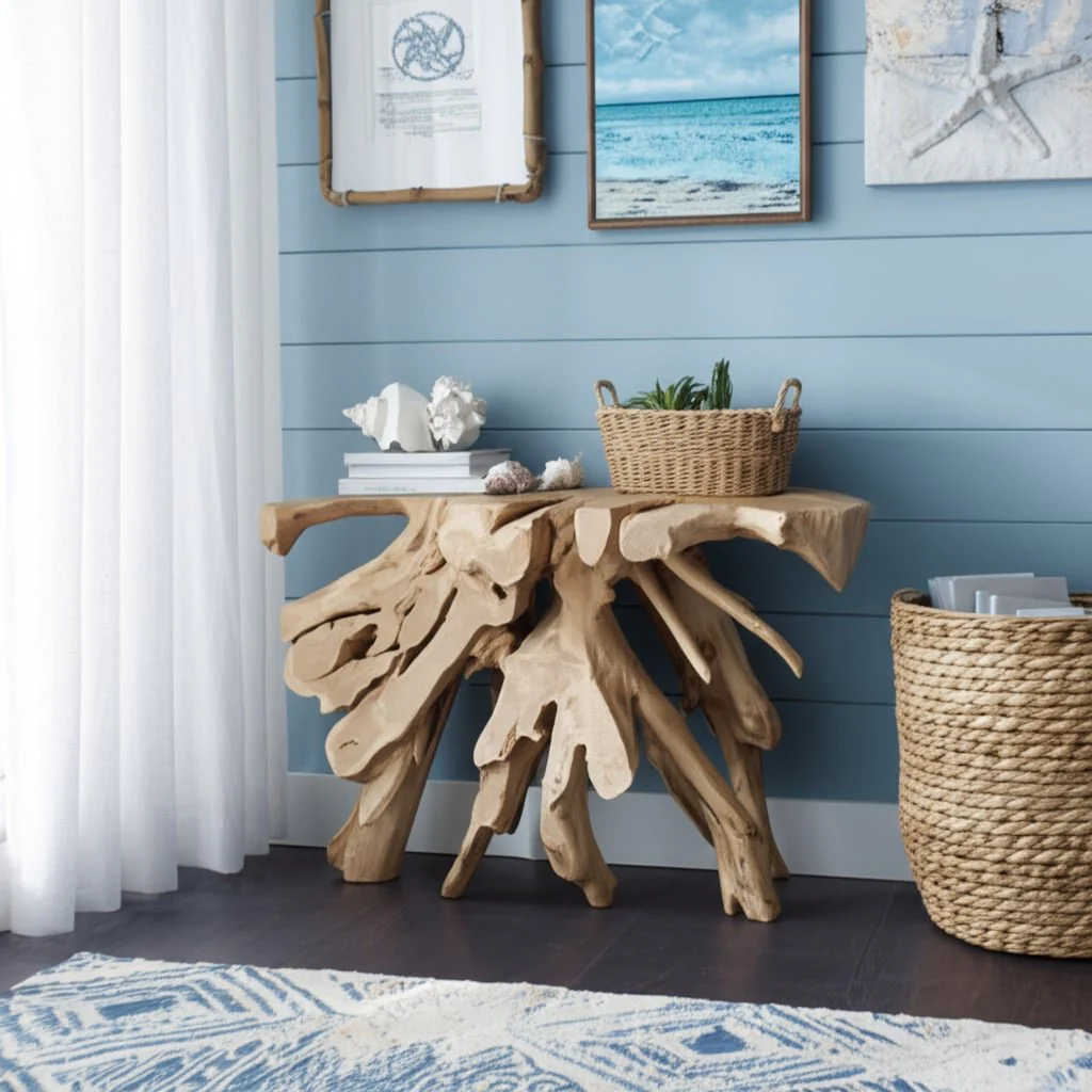 47" Teakwood Console Table, Natural - Image 9