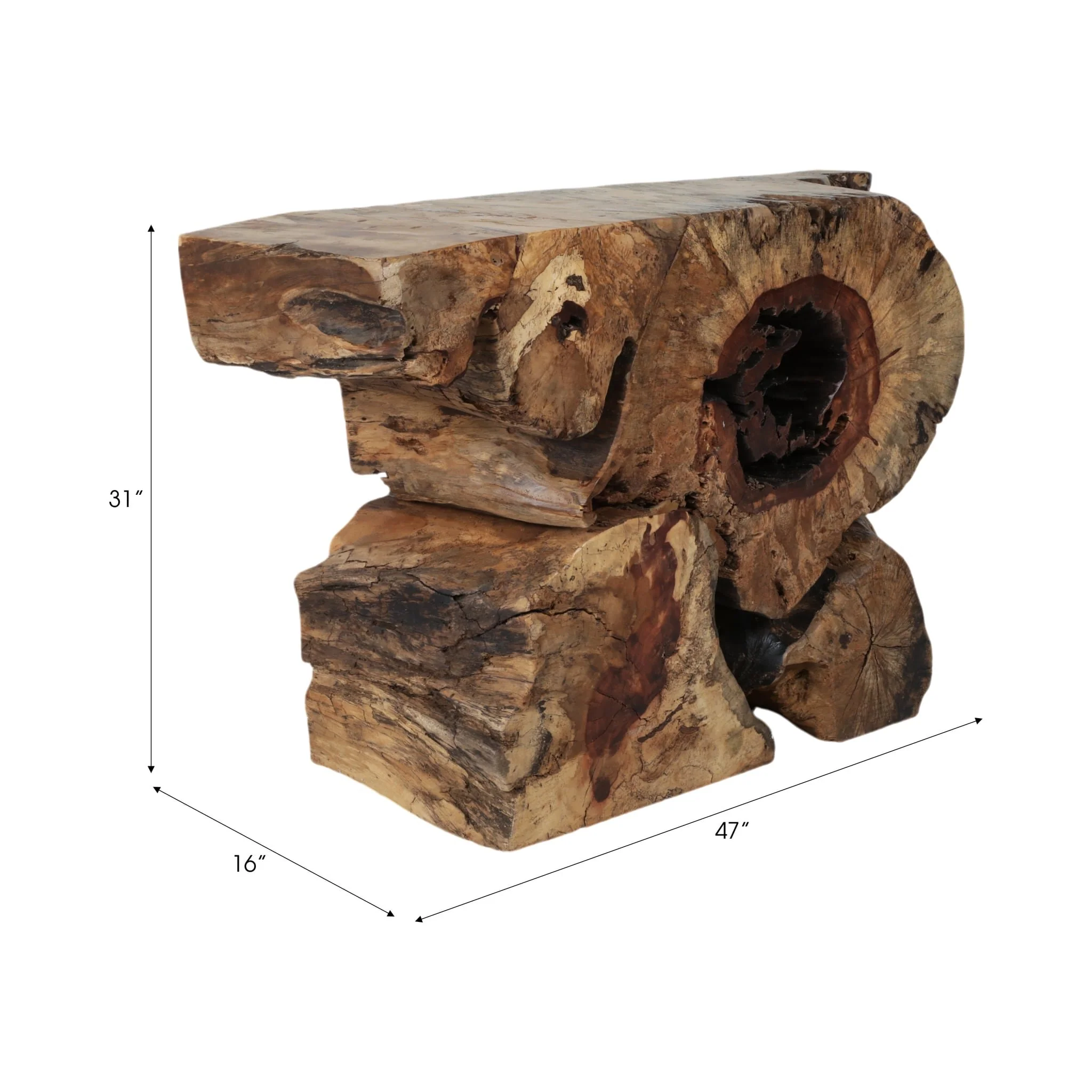 47x30 Exposed Root Console Table, Natural - Image 9