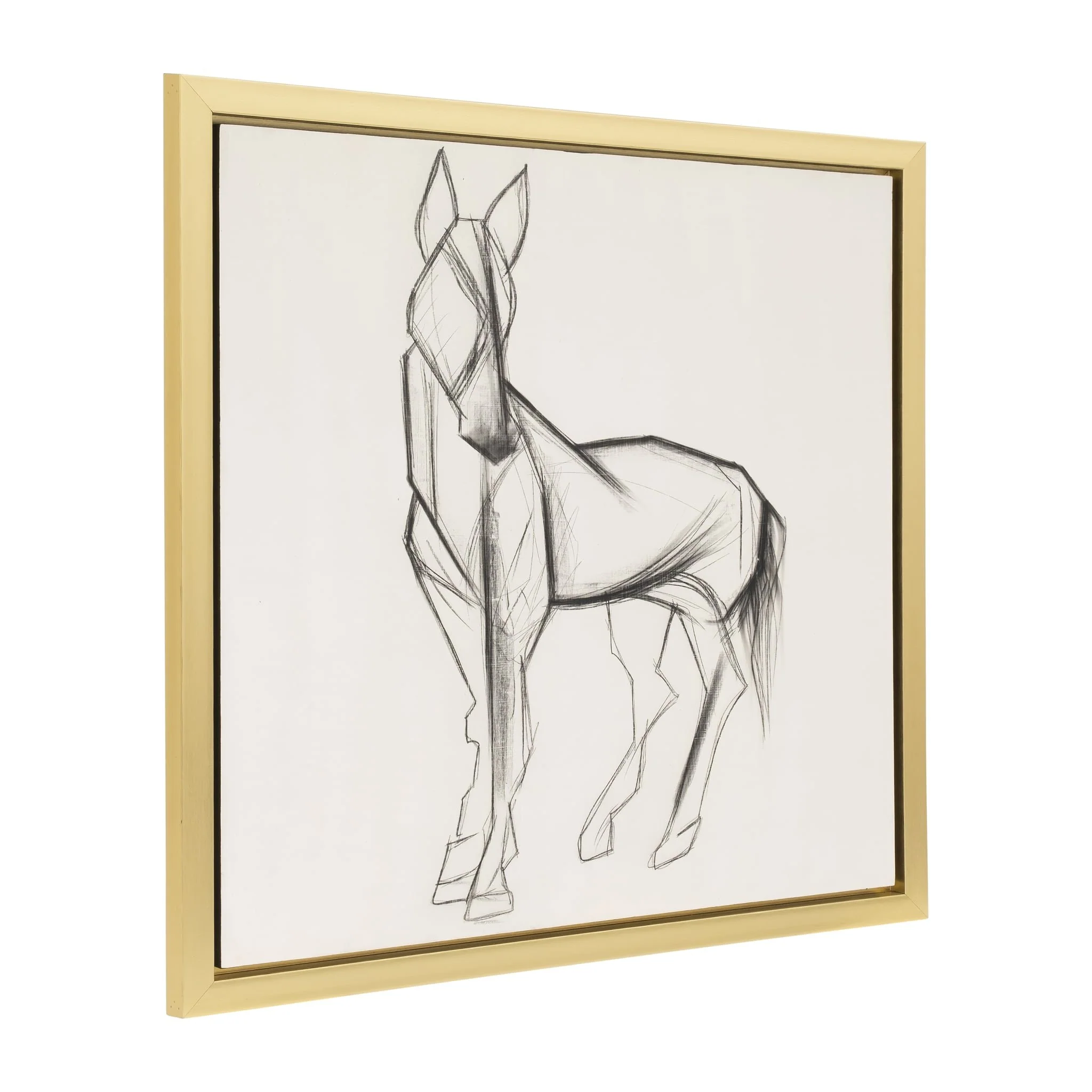 47x47, Hand Painted Elegant Horse Sketch, Blk/wht - Image 2