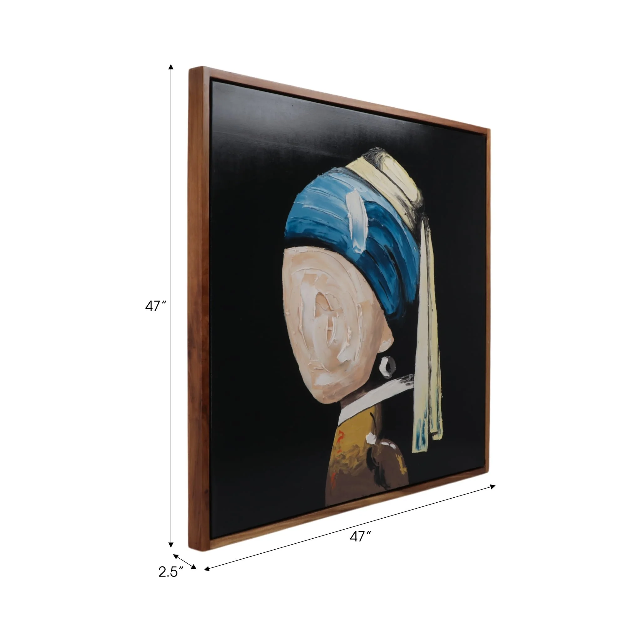 47x47 Hand Painted Girl With Pearl Earring, Multi - Image 7