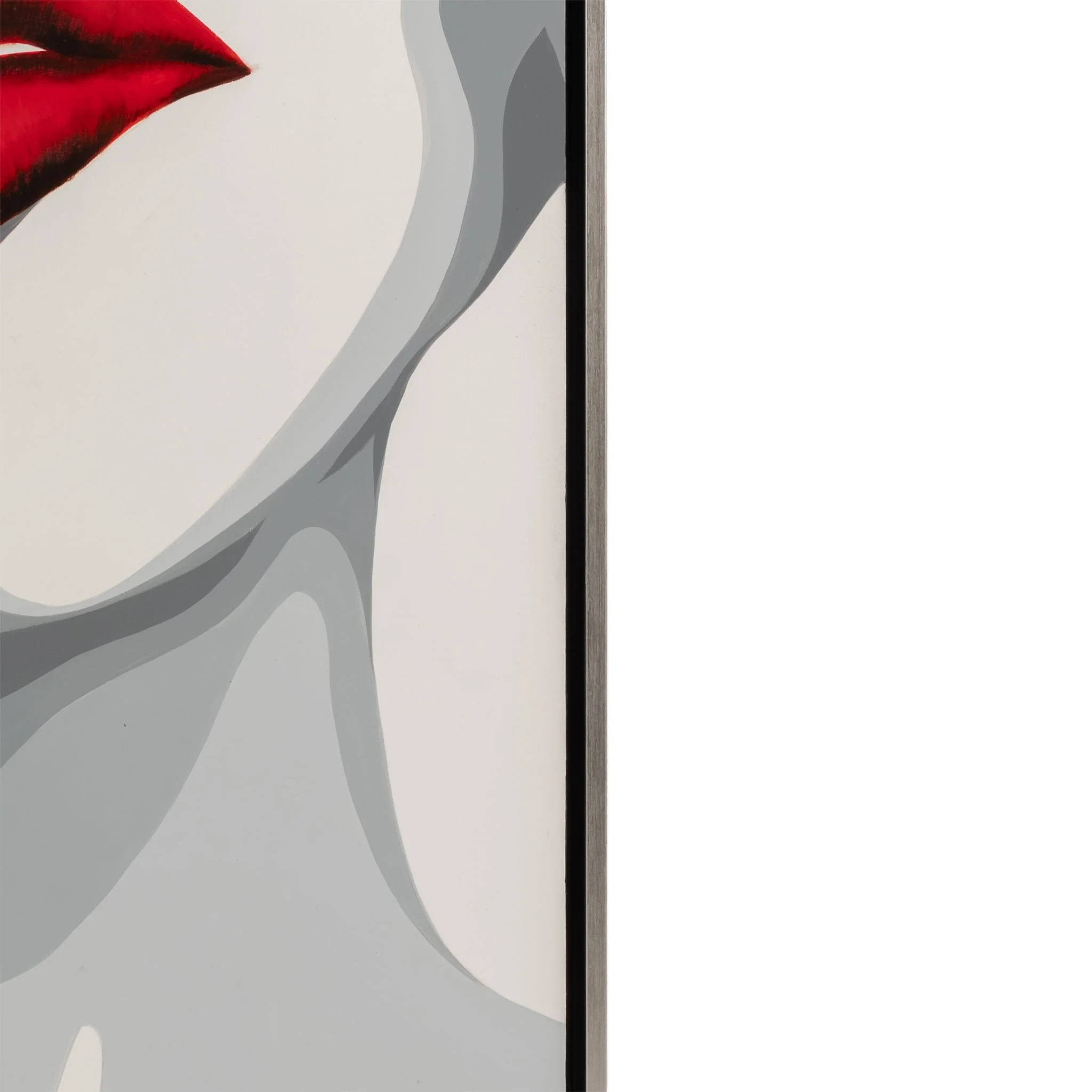 47x47 Hand Painted Lip Bite, White - Image 6