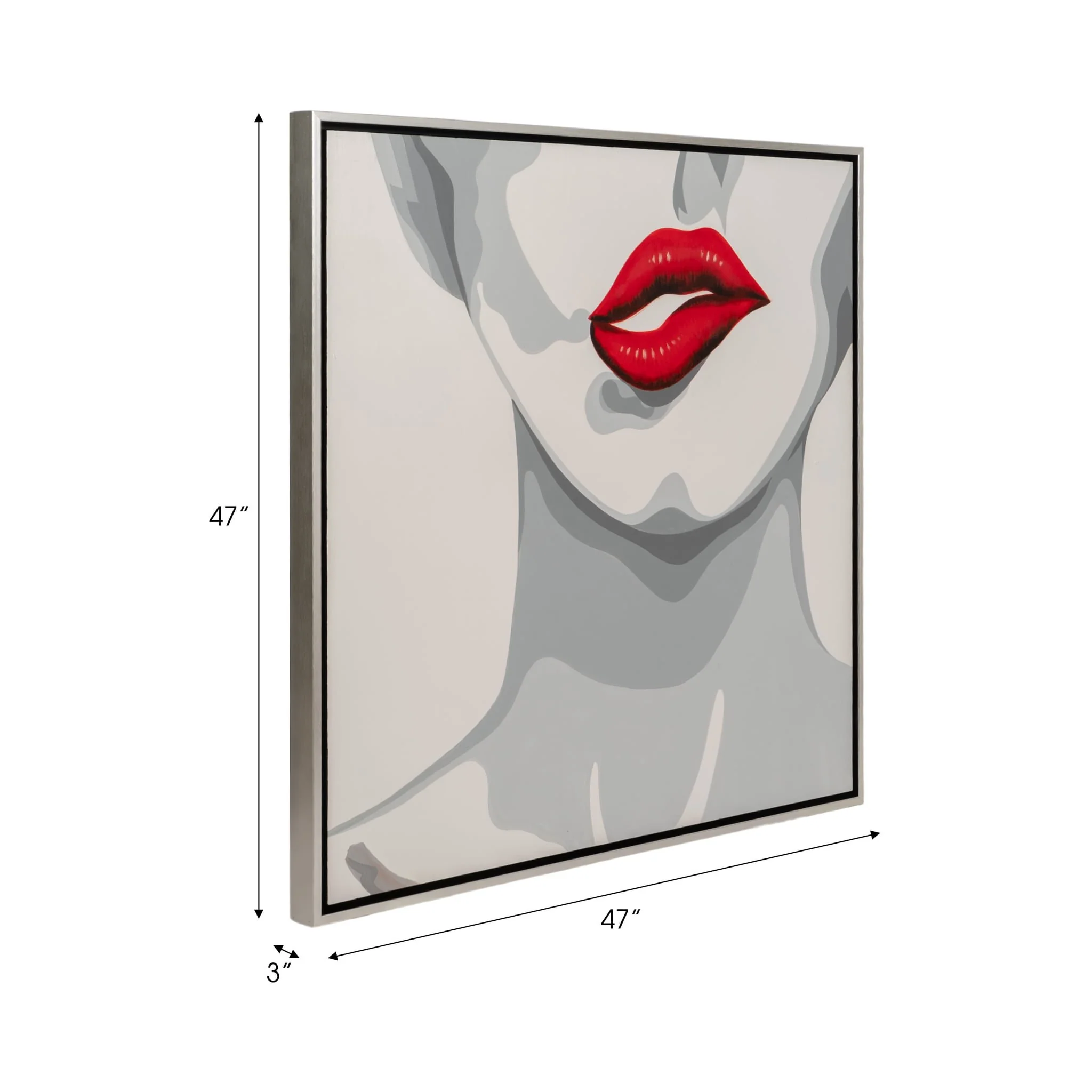 47x47 Hand Painted Lip Bite, White - Image 7