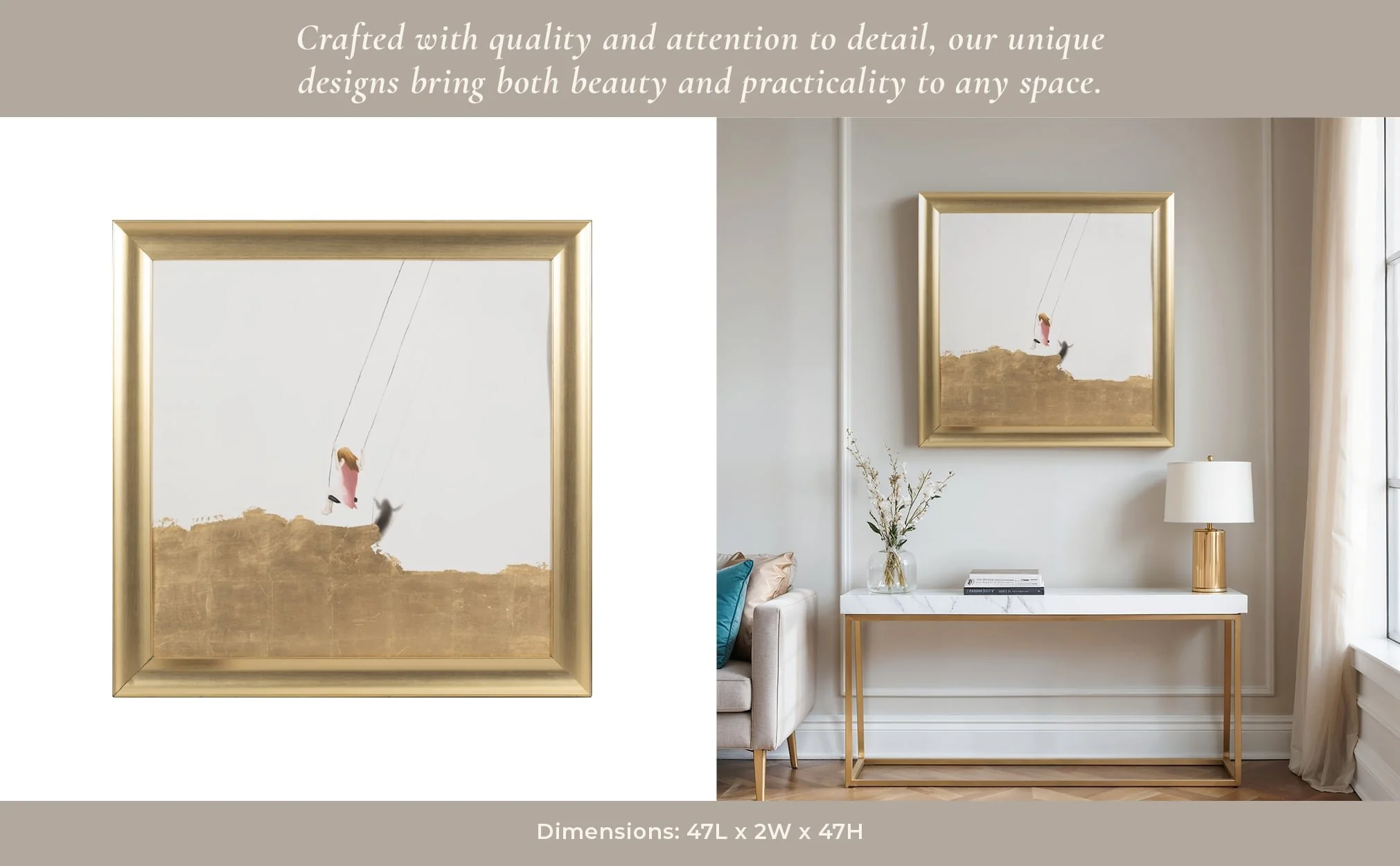 47x47 Hand Painted Swing Set, Gold/white - Image 10