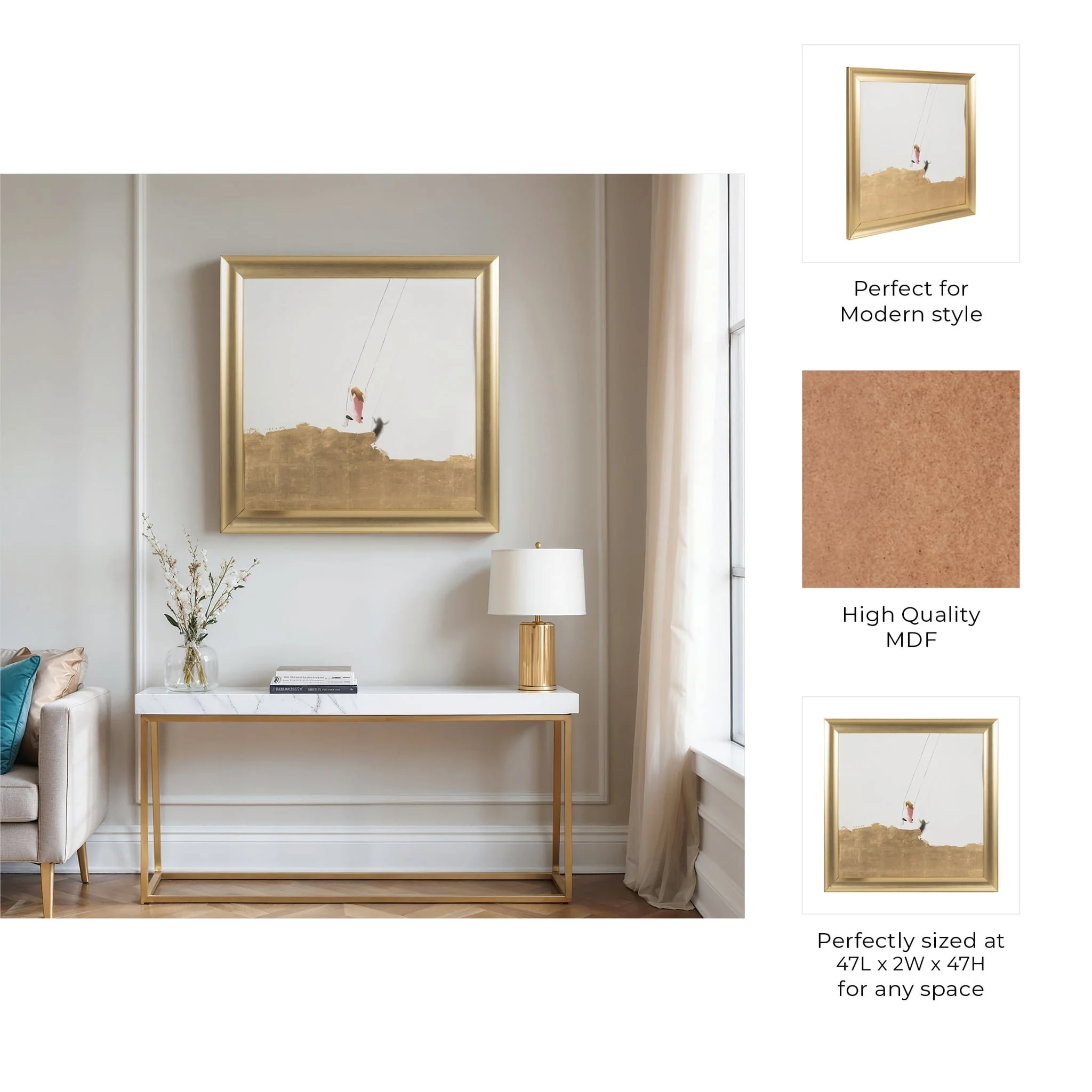 47x47 Hand Painted Swing Set, Gold/white - Image 8