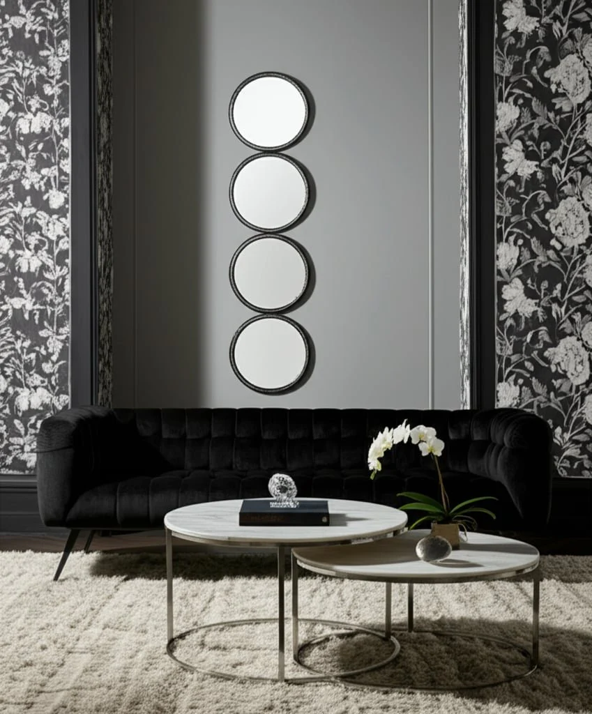 48" 4-mirrored Circles, Black Wb - Image 10