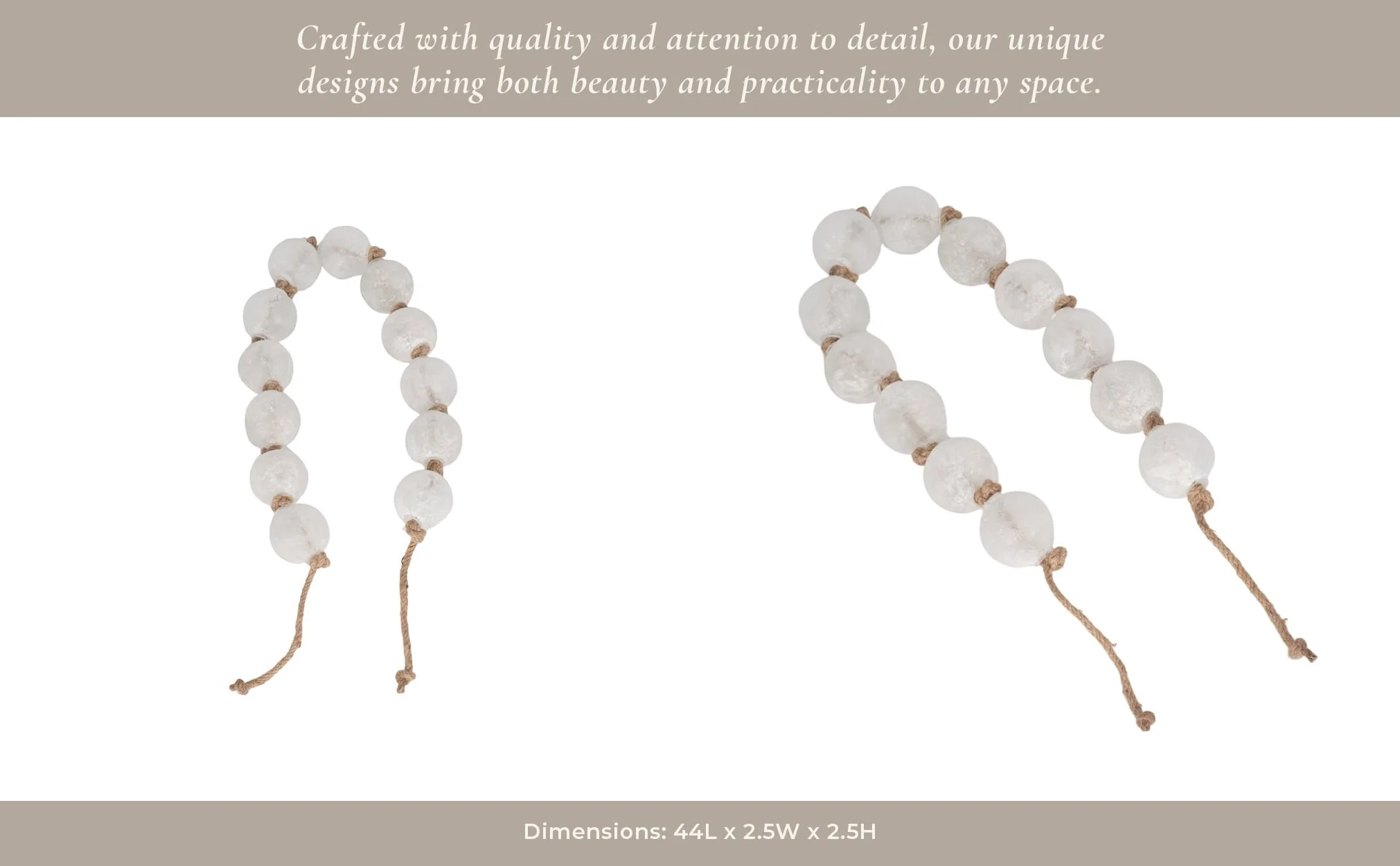 48" Length 2.5" Beaded Glass Garland, Clear - Image 11