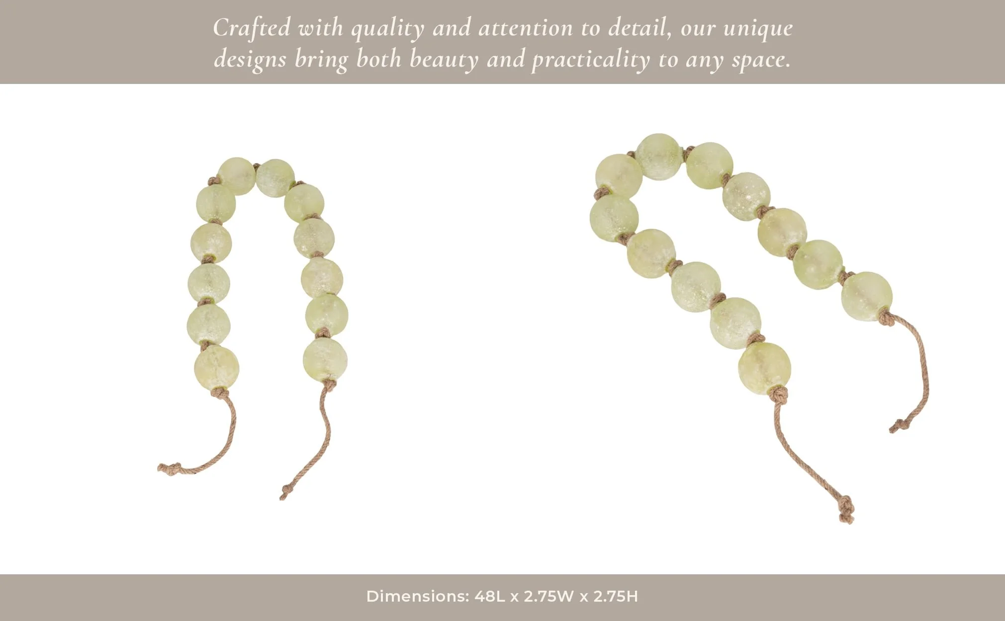 48" Length 2.5" Beaded Glass Garland, Green - Image 10